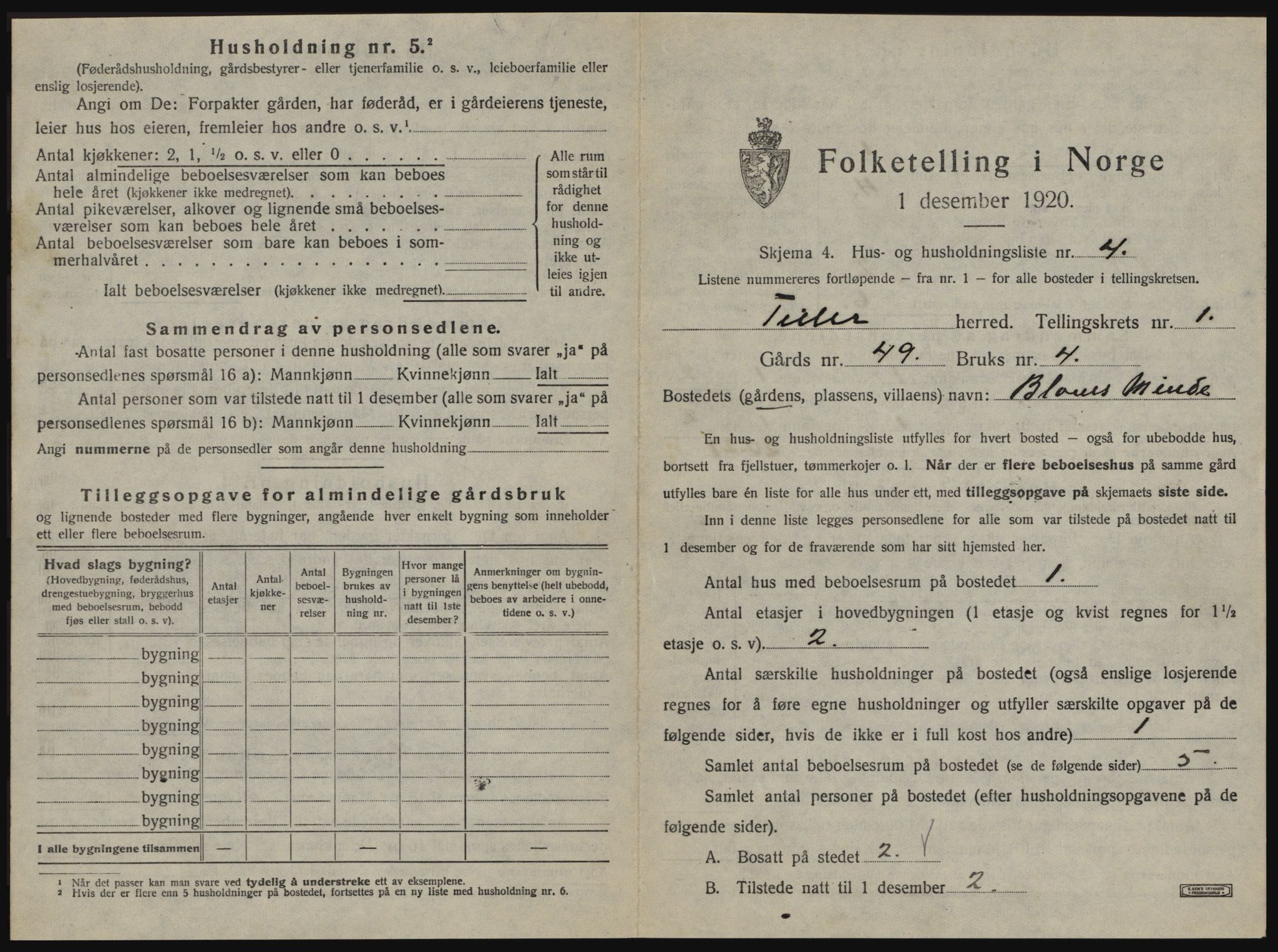 SAT, 1920 census for Tiller, 1920, p. 25