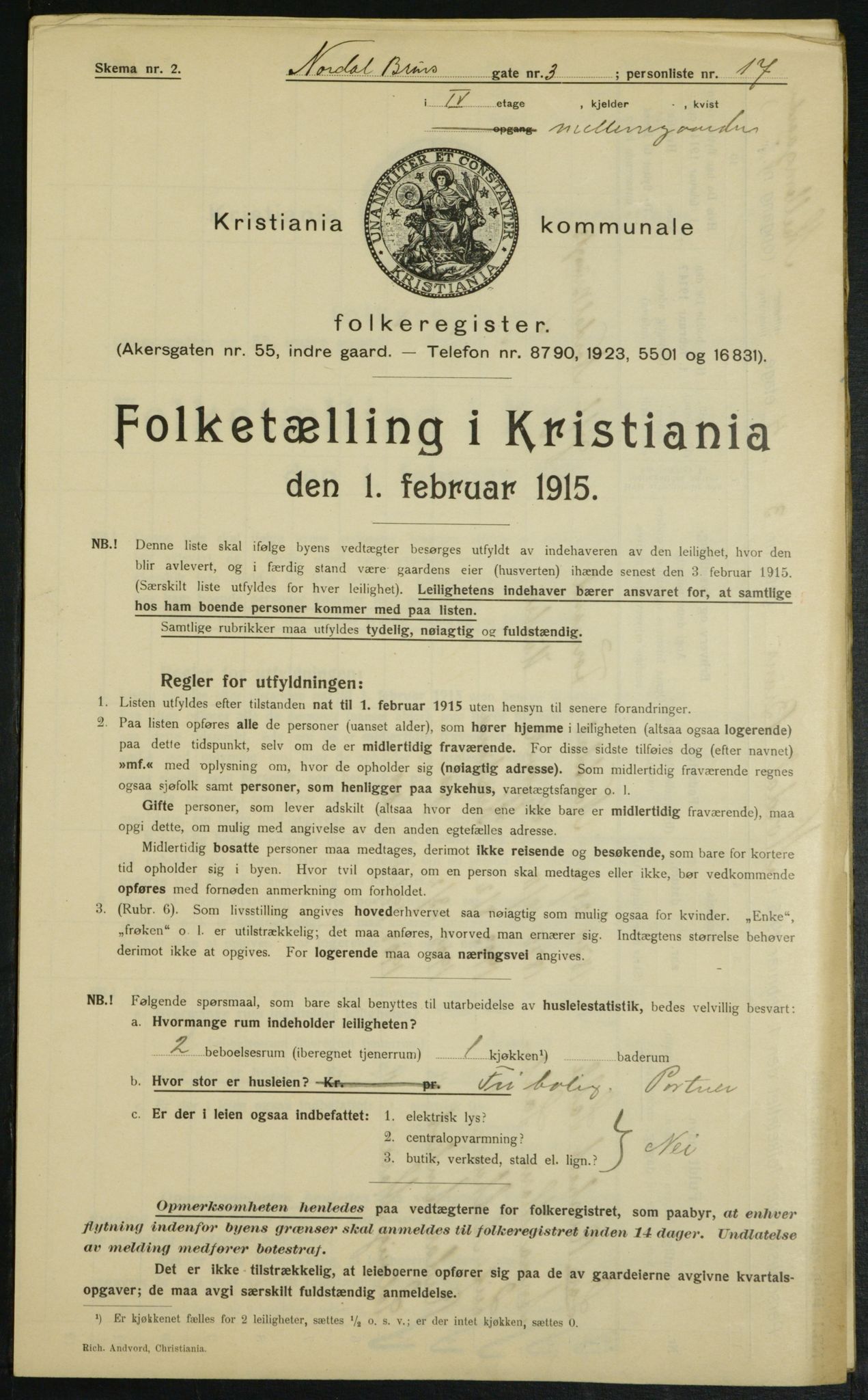 OBA, Municipal Census 1915 for Kristiania, 1915, p. 71570