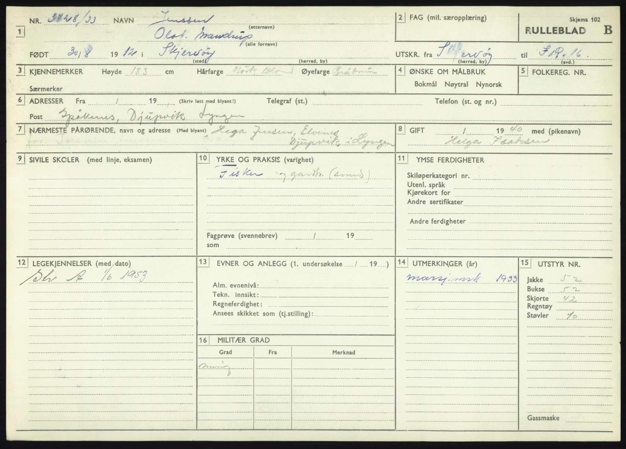 Forsvaret, Troms infanteriregiment nr. 16, AV/RA-RAFA-3146/P/Pa/L0017: Rulleblad for regimentets menige mannskaper, årsklasse 1933, 1933, p. 553