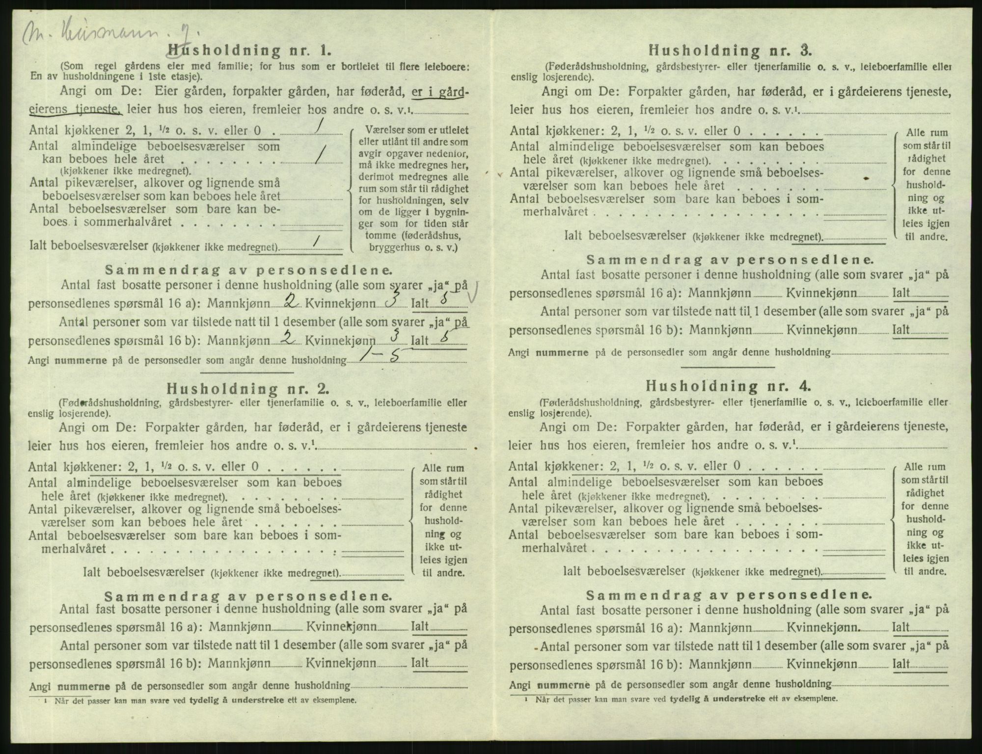 SAH, 1920 census for Nes (Hedmark), 1920, p. 1291