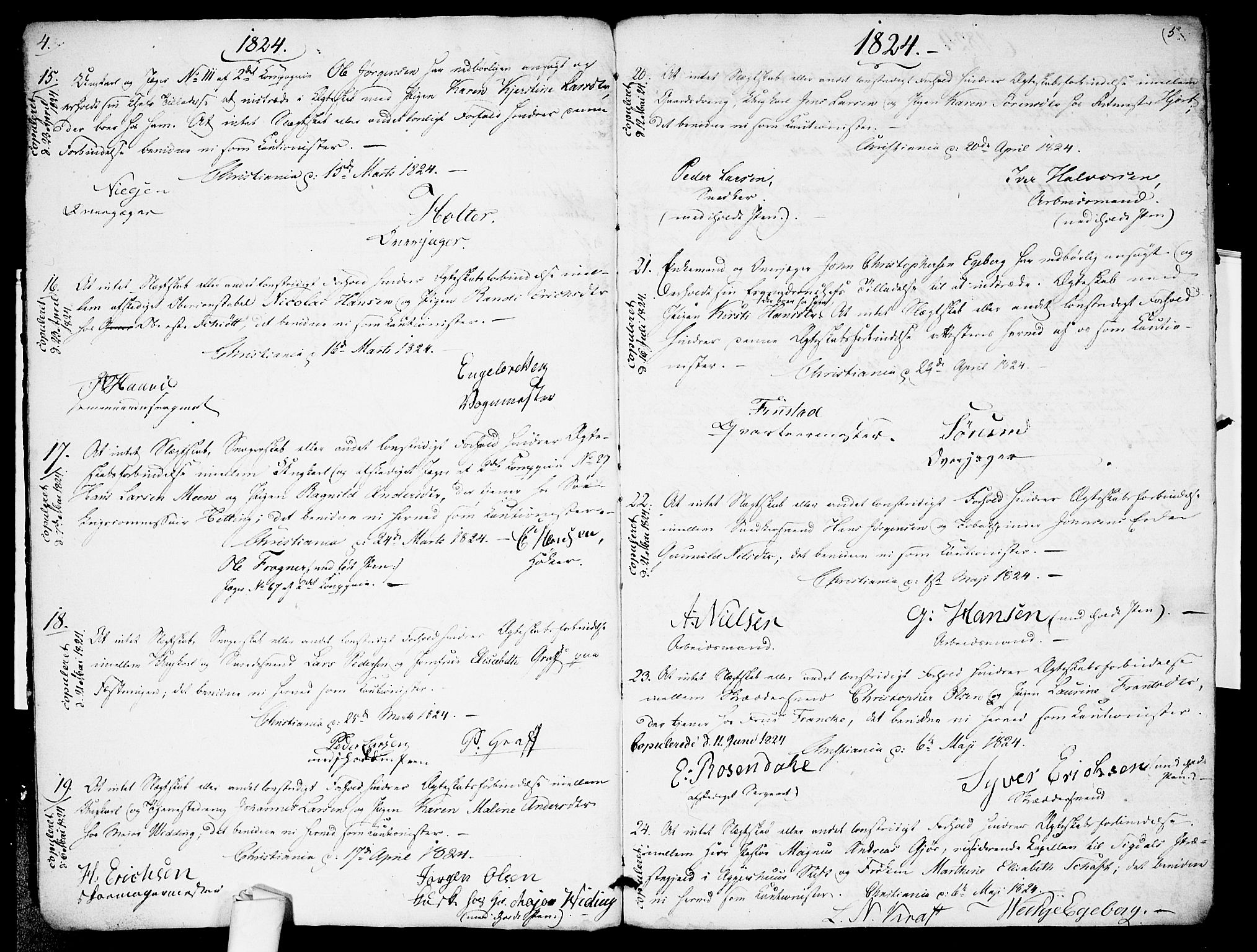 Garnisonsmenigheten Kirkebøker, SAO/A-10846/H/Ha/L0001: Banns register no. I 1, 1823-1828, p. 4-5