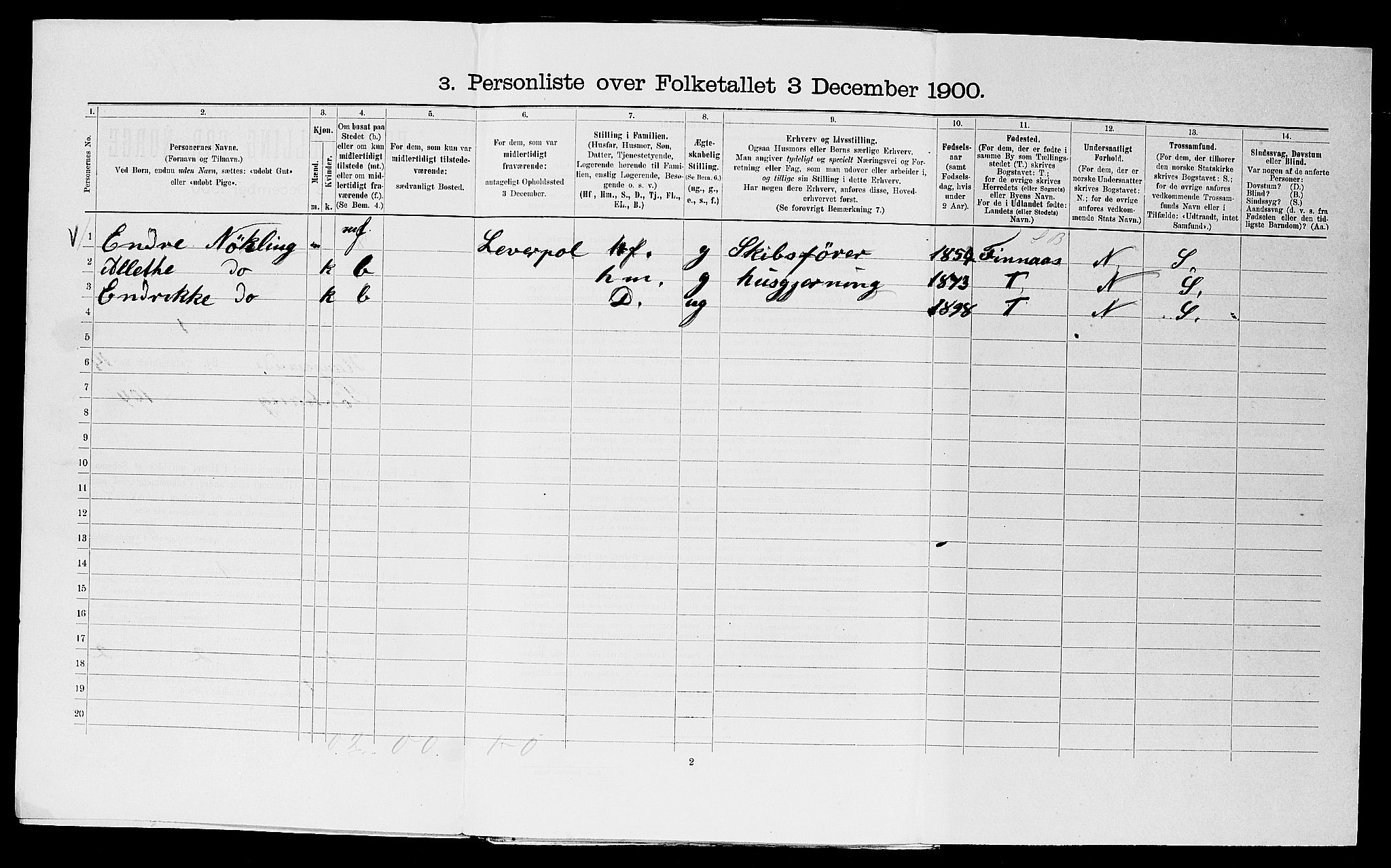 SAST, 1900 census for Haugesund, 1900, p. 2240