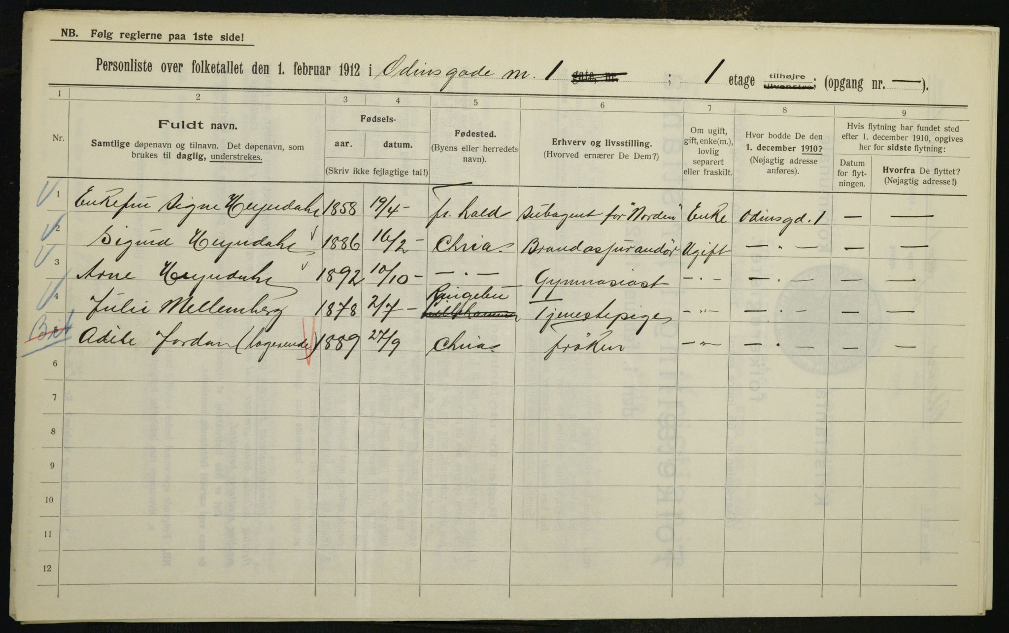 OBA, Municipal Census 1912 for Kristiania, 1912, p. 75177