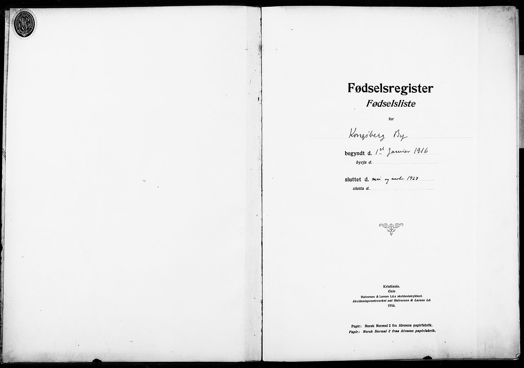 Kongsberg kirkebøker, AV/SAKO-A-22/J/Ja/L0001: Birth register no. I 1, 1916-1927