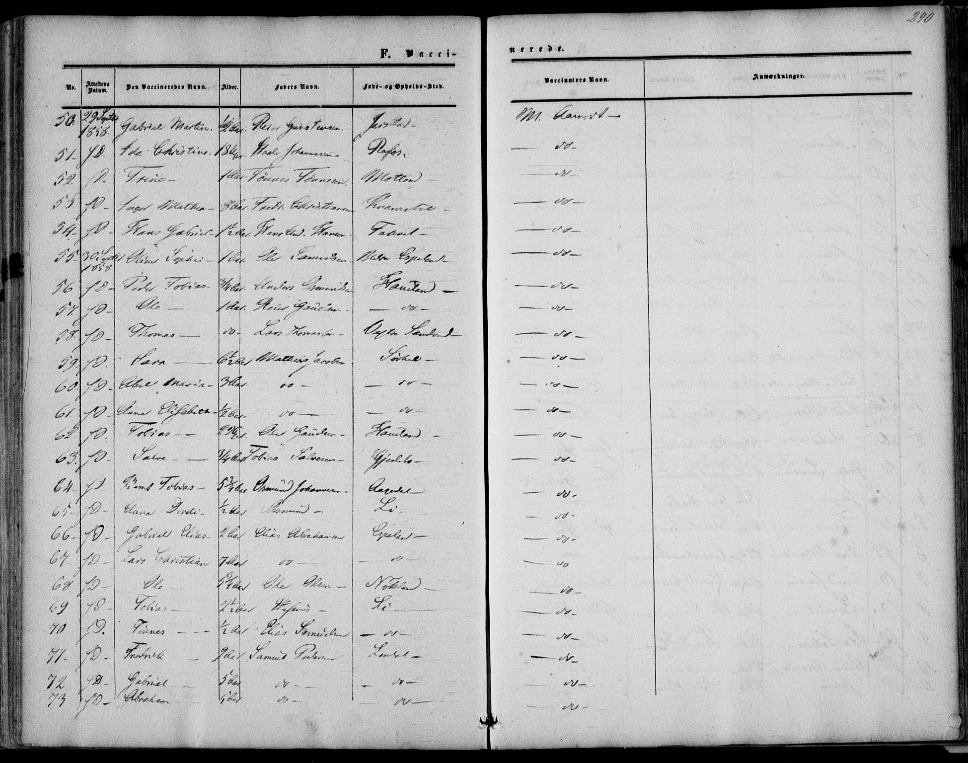 Kvinesdal sokneprestkontor, AV/SAK-1111-0026/F/Fa/Fab/L0006: Parish register (official) no. A 6, 1857-1869, p. 290