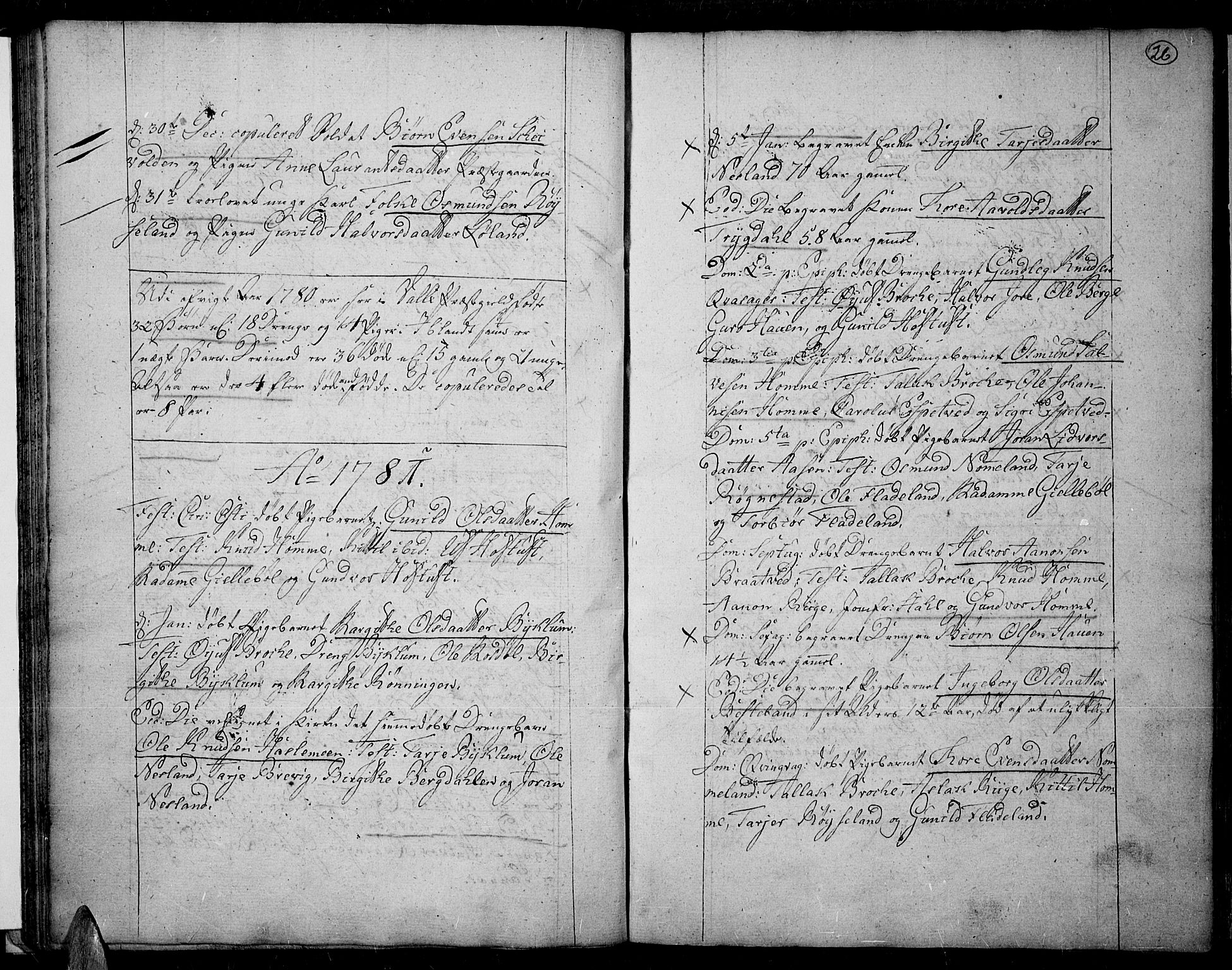 Valle sokneprestkontor, SAK/1111-0044/F/Fa/Fac/L0003: Parish register (official) no. A 3, 1776-1790, p. 26