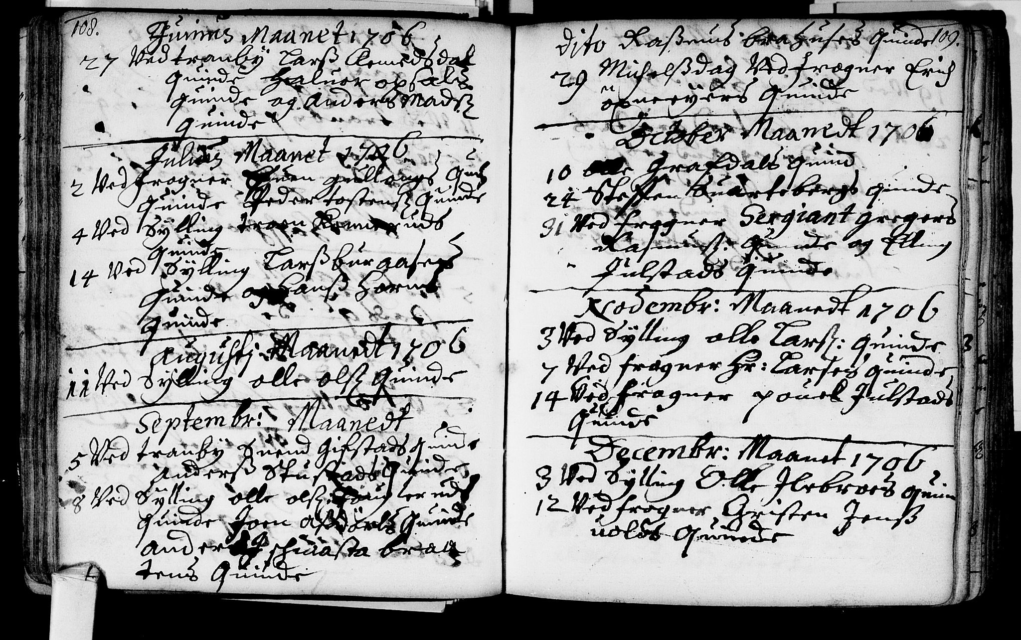 Lier kirkebøker, AV/SAKO-A-230/F/Fa/L0002: Parish register (official) no. I 2, 1701-1726, p. 108-109