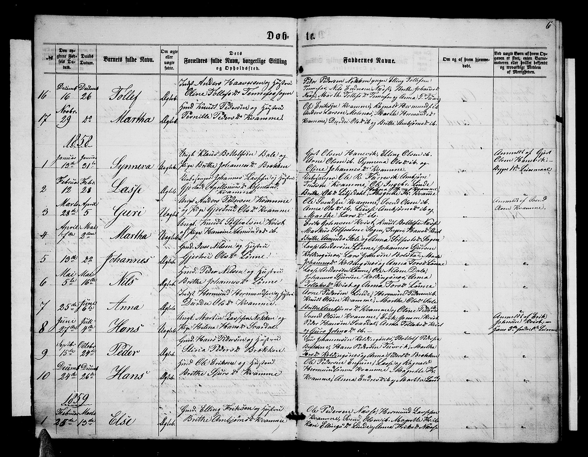 Balestrand sokneprestembete, SAB/A-79601/H/Hab/Habc/L0001: Parish register (copy) no. C 1, 1857-1877, p. 6