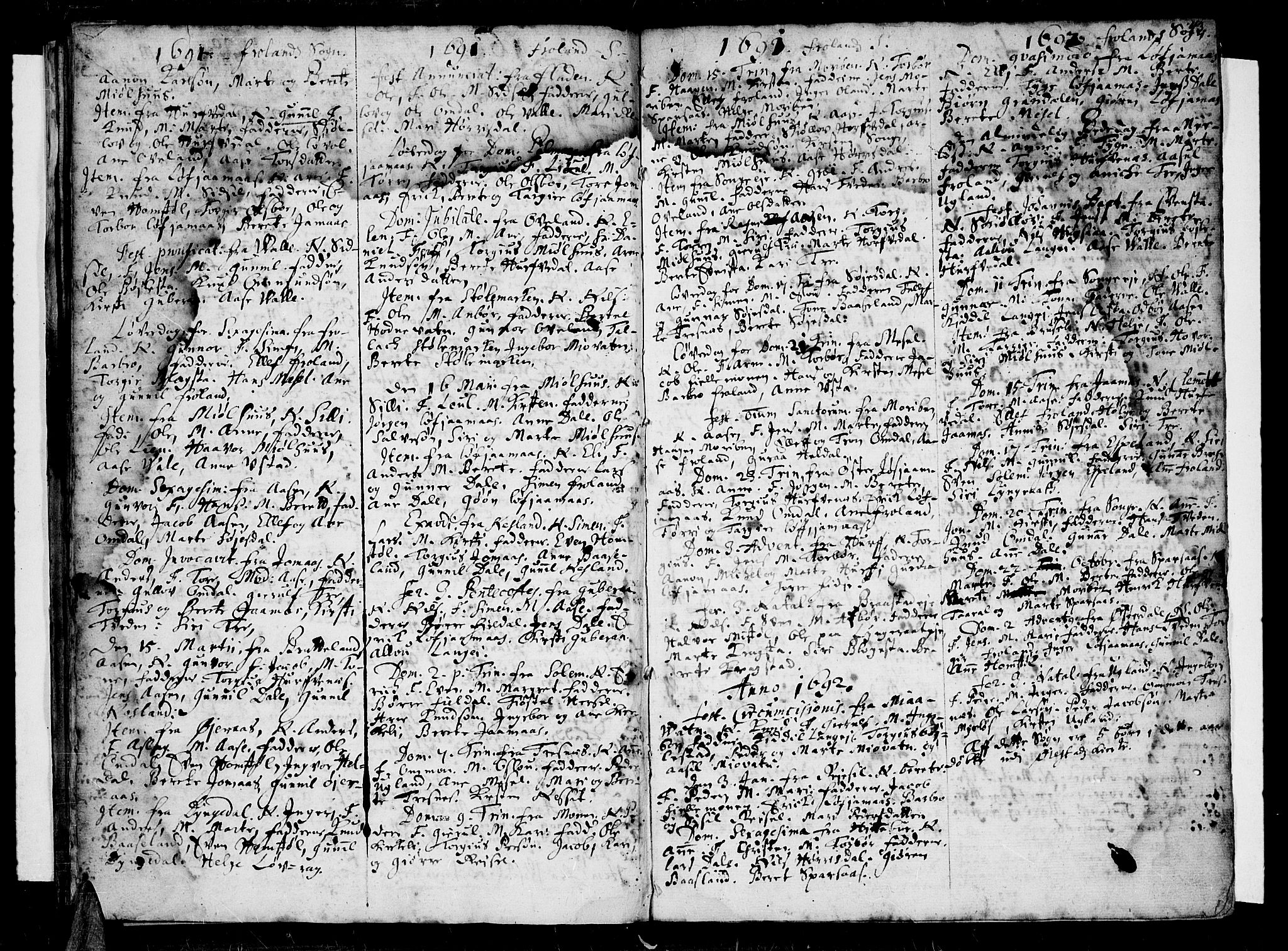 Øyestad sokneprestkontor, AV/SAK-1111-0049/F/Fa/L0001: Parish register (official) no. A 1 /3, 1683-1697, p. 43