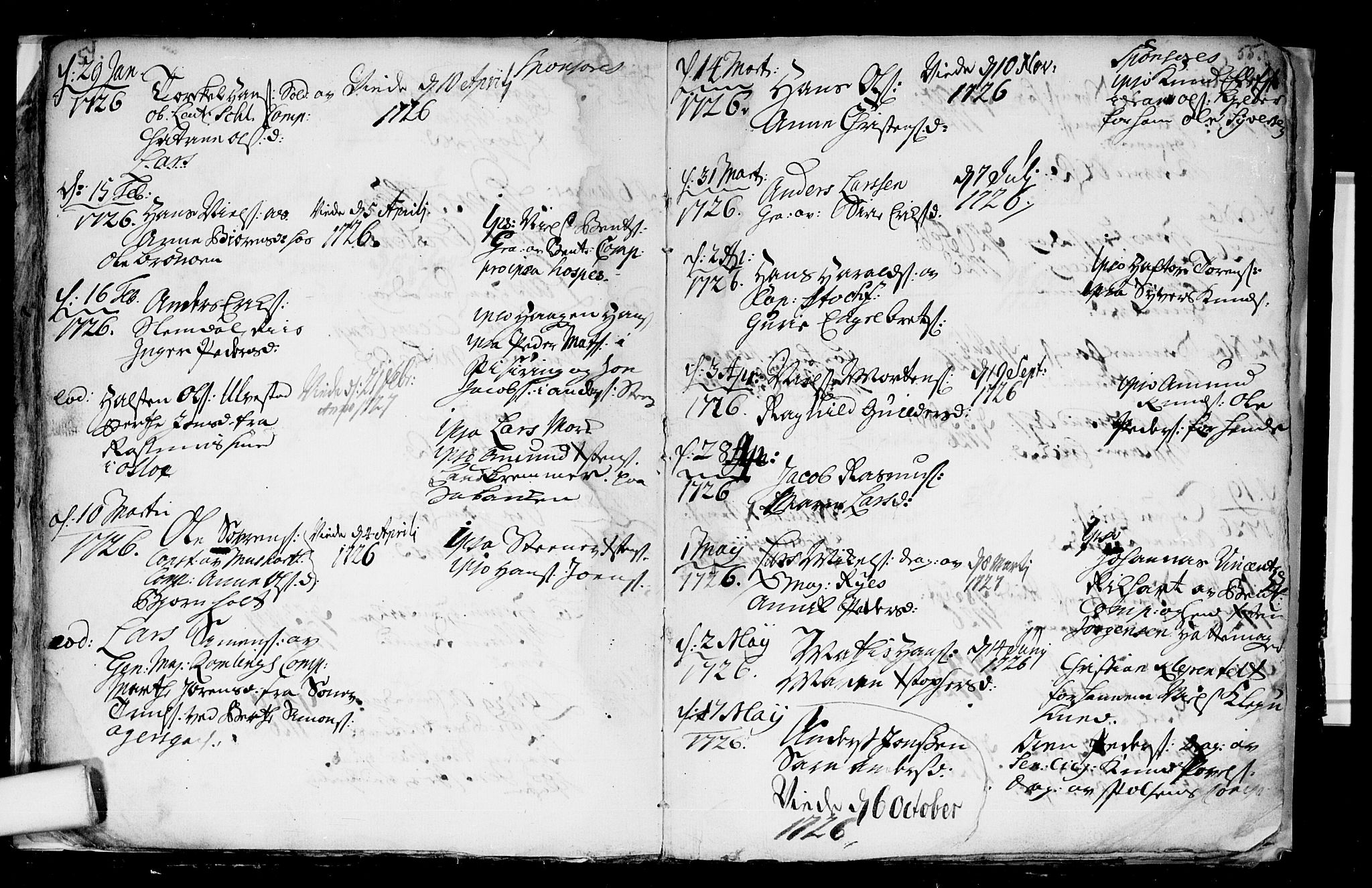 Aker prestekontor kirkebøker, SAO/A-10861/F/L0003: Parish register (official) no. 3, 1723-1731, p. 54-55