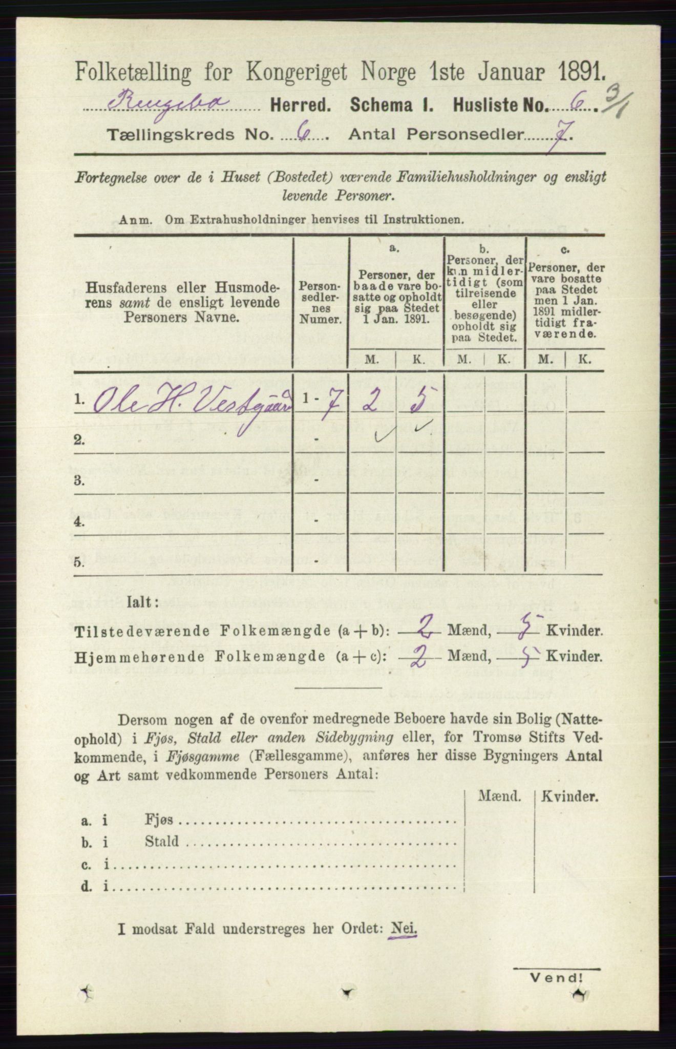 RA, 1891 census for 0520 Ringebu, 1891, p. 2369