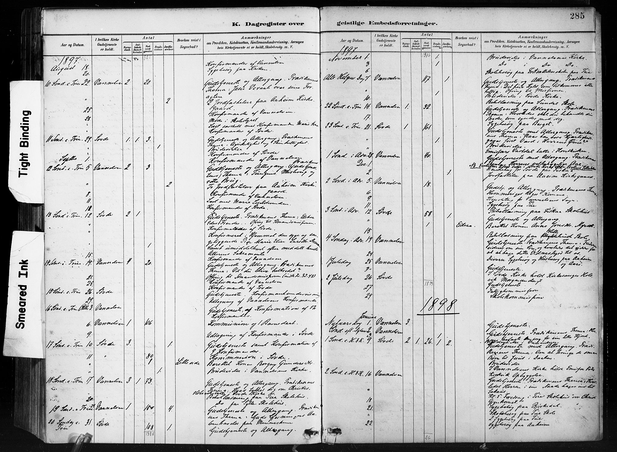 Ministerialprotokoller, klokkerbøker og fødselsregistre - Møre og Romsdal, AV/SAT-A-1454/501/L0008: Parish register (official) no. 501A08, 1885-1901, p. 285