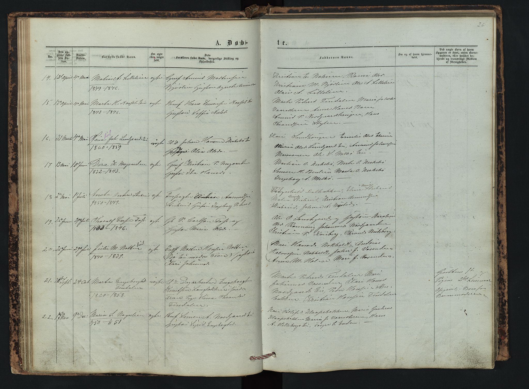 Vestre Gausdal prestekontor, SAH/PREST-094/H/Ha/Hab/L0002: Parish register (copy) no. 2, 1874-1897, p. 26