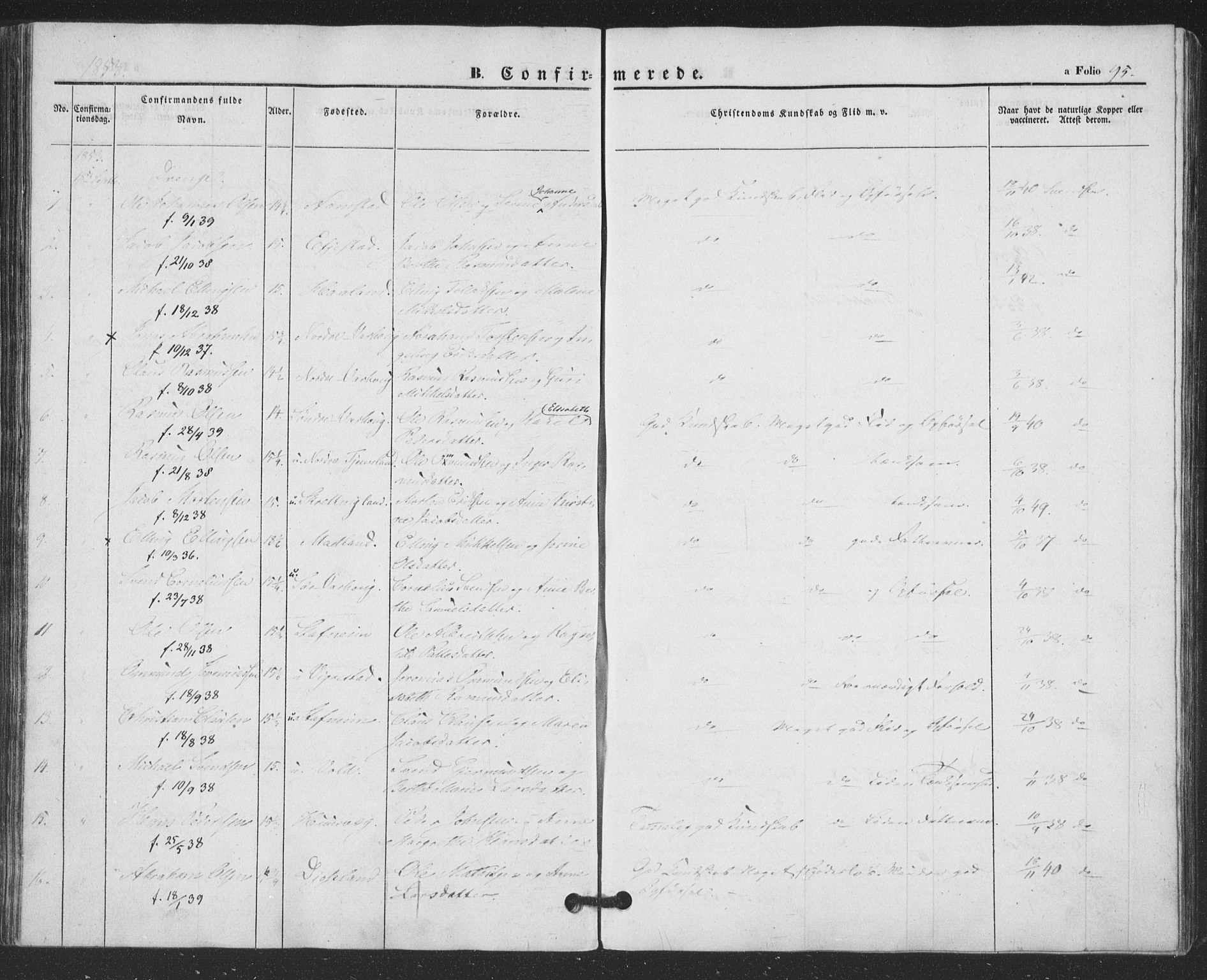 Hå sokneprestkontor, AV/SAST-A-101801/001/30BA/L0007: Parish register (official) no. A 6, 1842-1855, p. 95