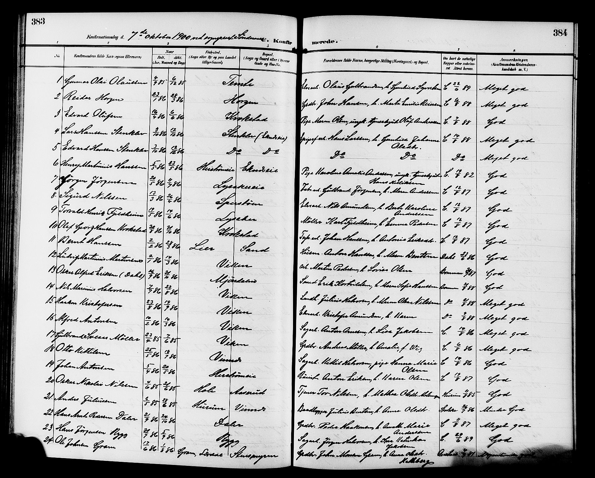 Nedre Eiker kirkebøker, AV/SAKO-A-612/G/Ga/L0003: Parish register (copy) no. 3, 1896-1905, p. 383-384
