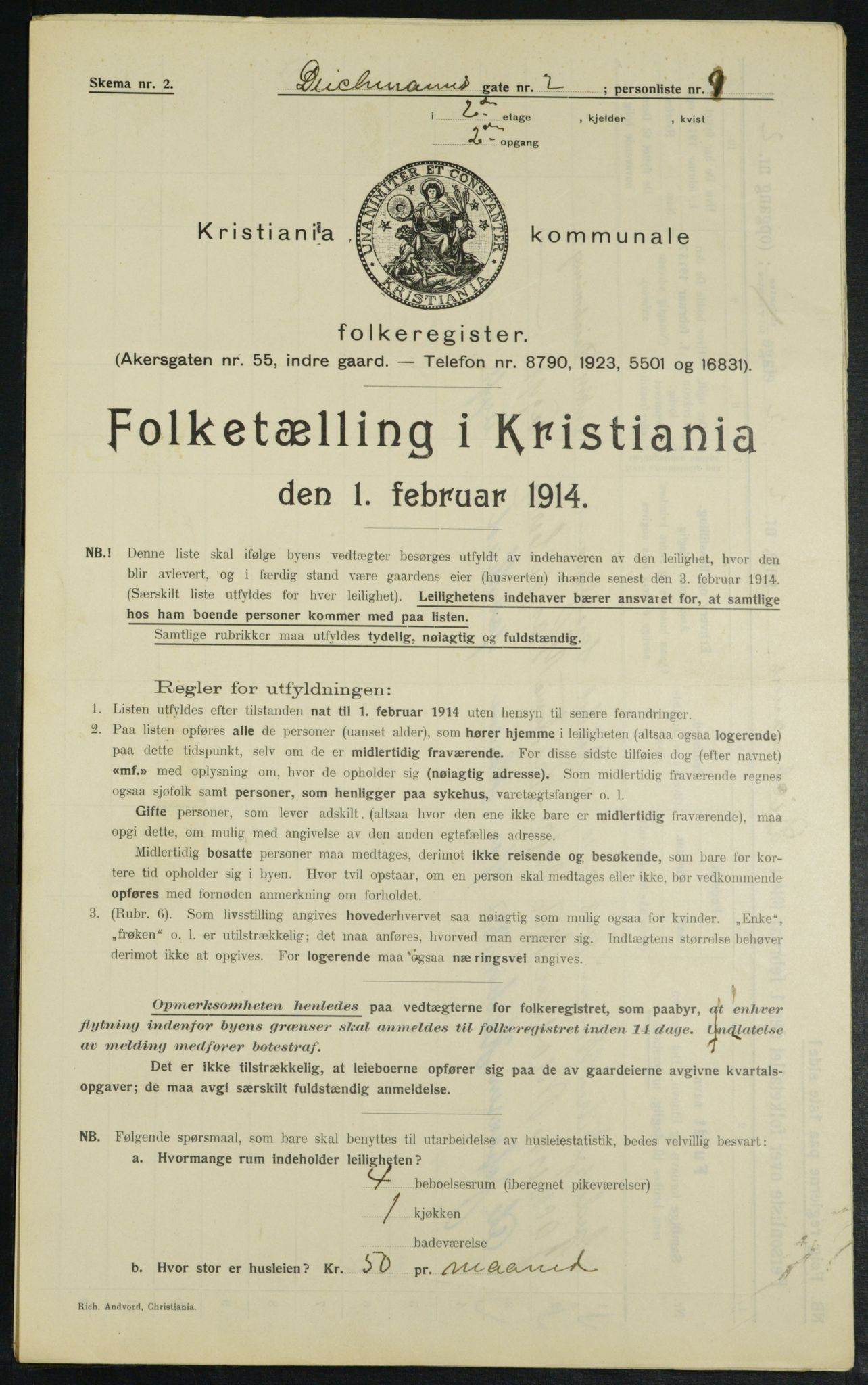 OBA, Municipal Census 1914 for Kristiania, 1914, p. 15537