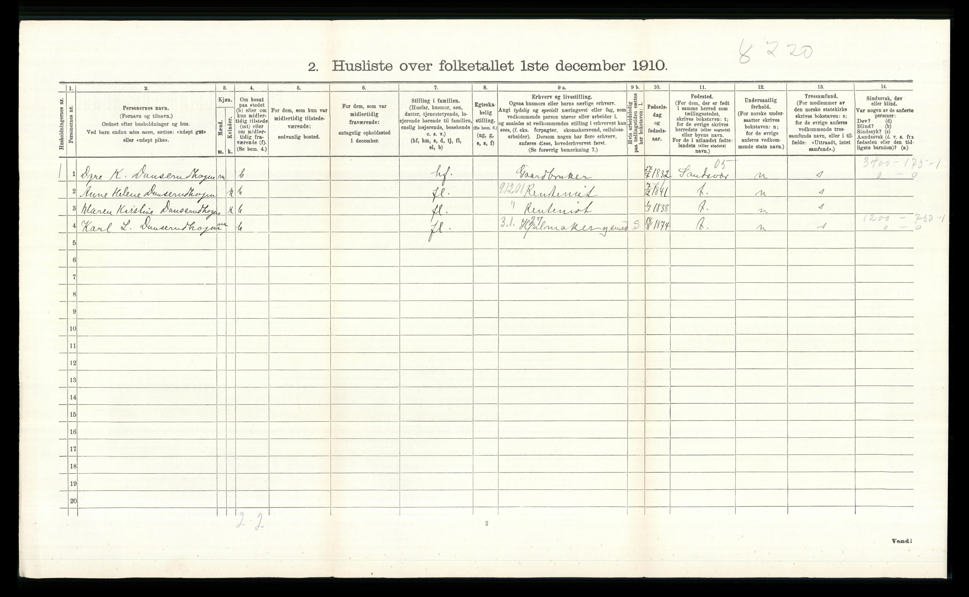 RA, 1910 census for Øvre Eiker, 1910, p. 1174