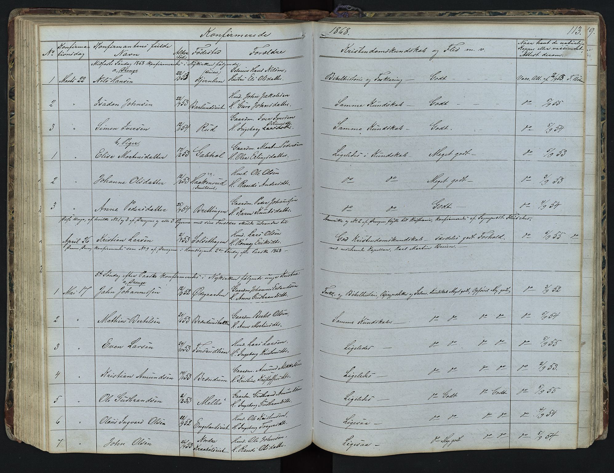 Vestre Gausdal prestekontor, AV/SAH-PREST-094/H/Ha/Hab/L0001: Parish register (copy) no. 1, 1867-1895, p. 113