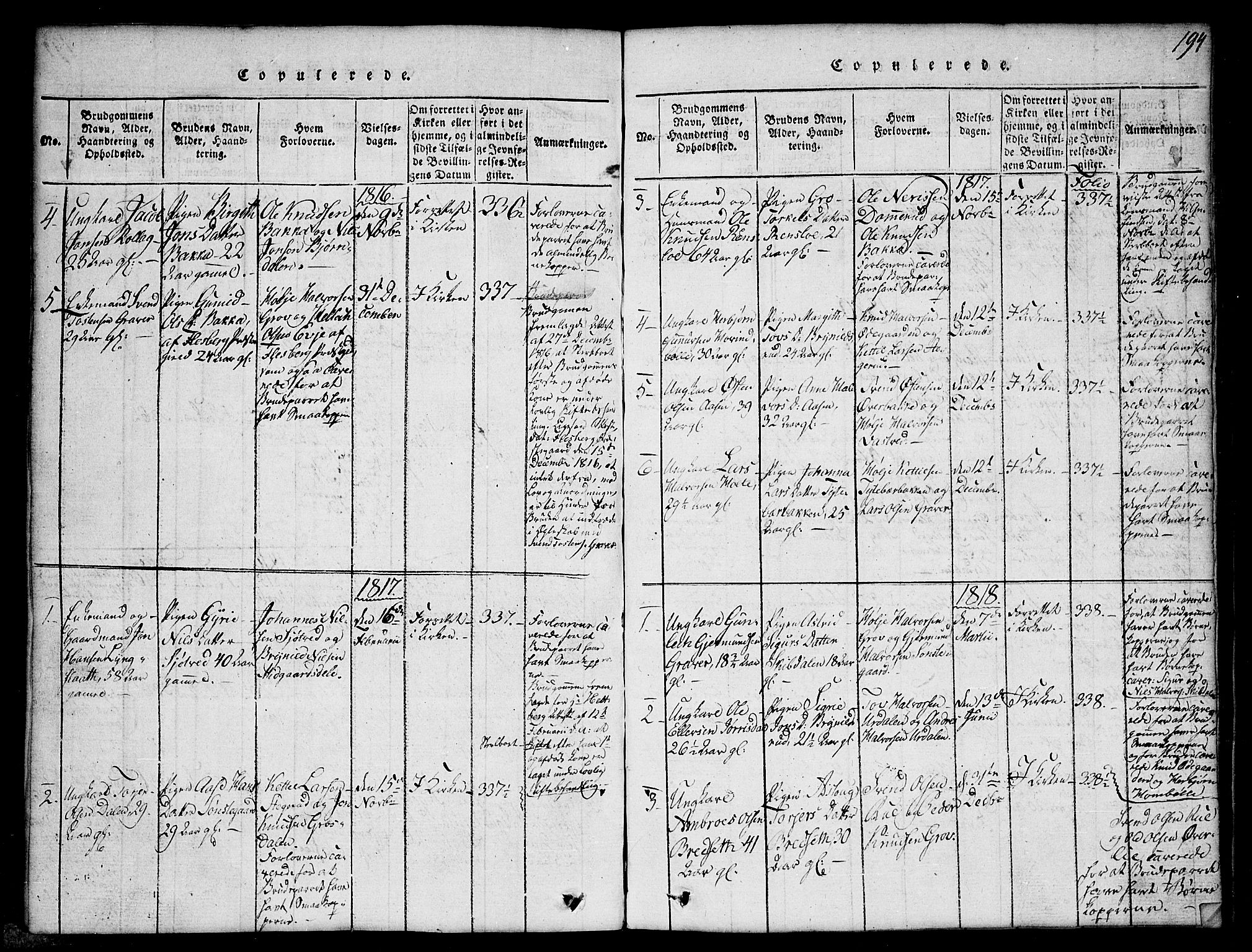 Gransherad kirkebøker, SAKO/A-267/G/Gb/L0001: Parish register (copy) no. II 1, 1815-1860, p. 194
