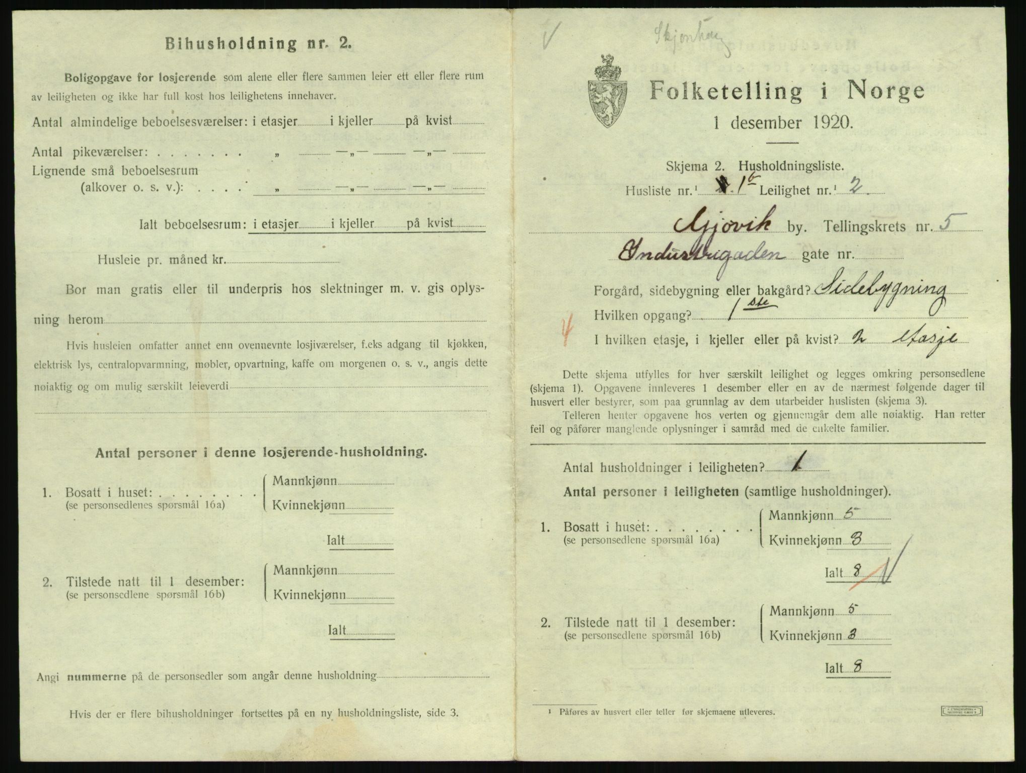 SAH, 1920 census for Gjøvik, 1920, p. 2220