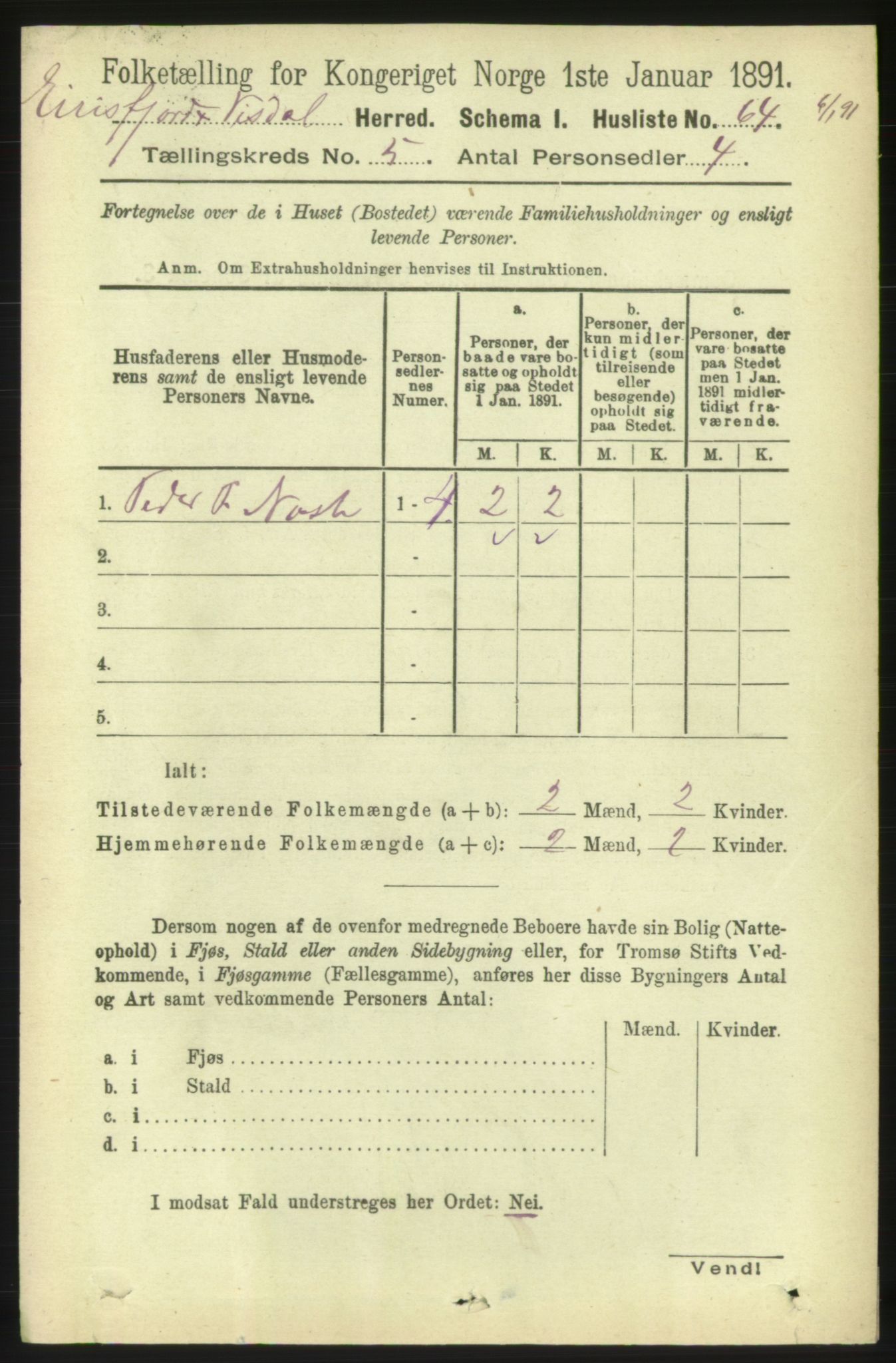 RA, 1891 census for 1542 Eresfjord og Vistdal, 1891, p. 1111