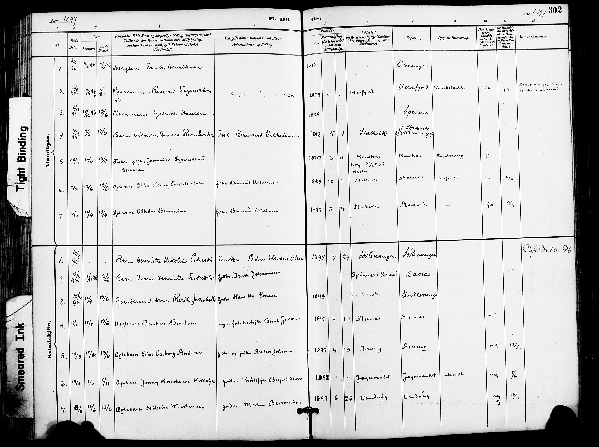 Karlsøy sokneprestembete, AV/SATØ-S-1299/H/Ha/Haa/L0007kirke: Parish register (official) no. 7, 1891-1902, p. 302