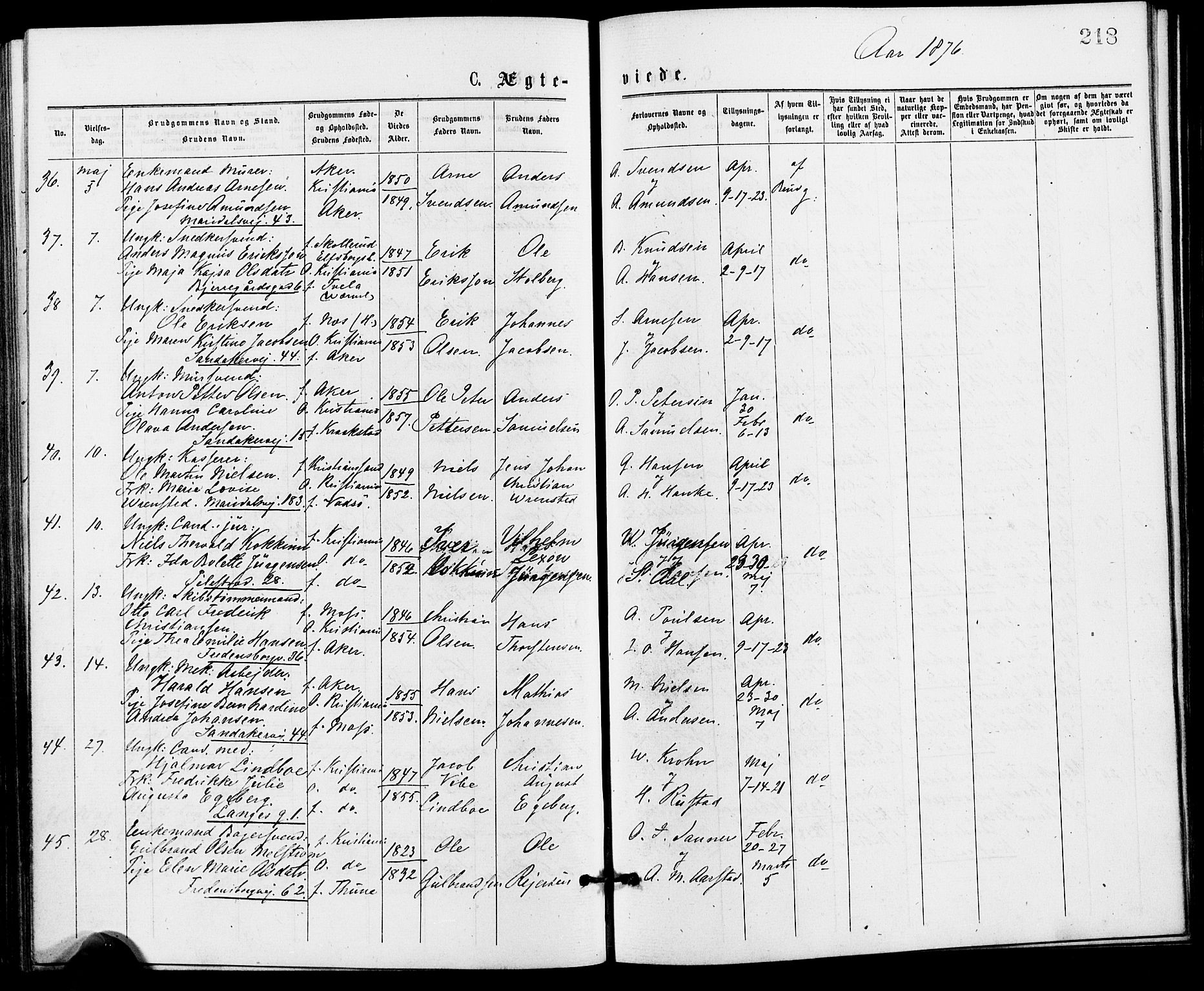 Gamle Aker prestekontor Kirkebøker, SAO/A-10617a/G/L0004: Parish register (copy) no. 4, 1875-1879, p. 218