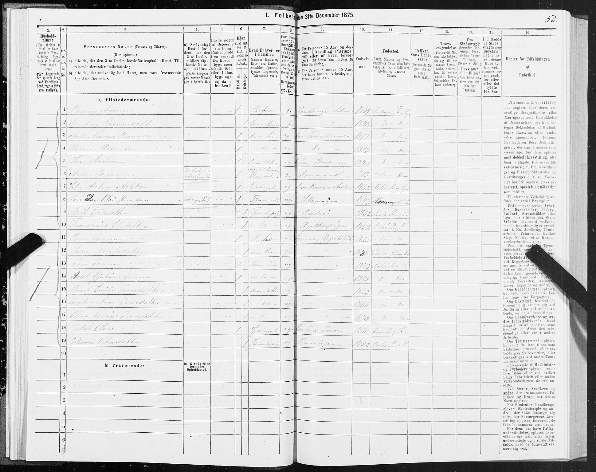 SAT, 1875 census for 1544P Bolsøy, 1875, p. 2056