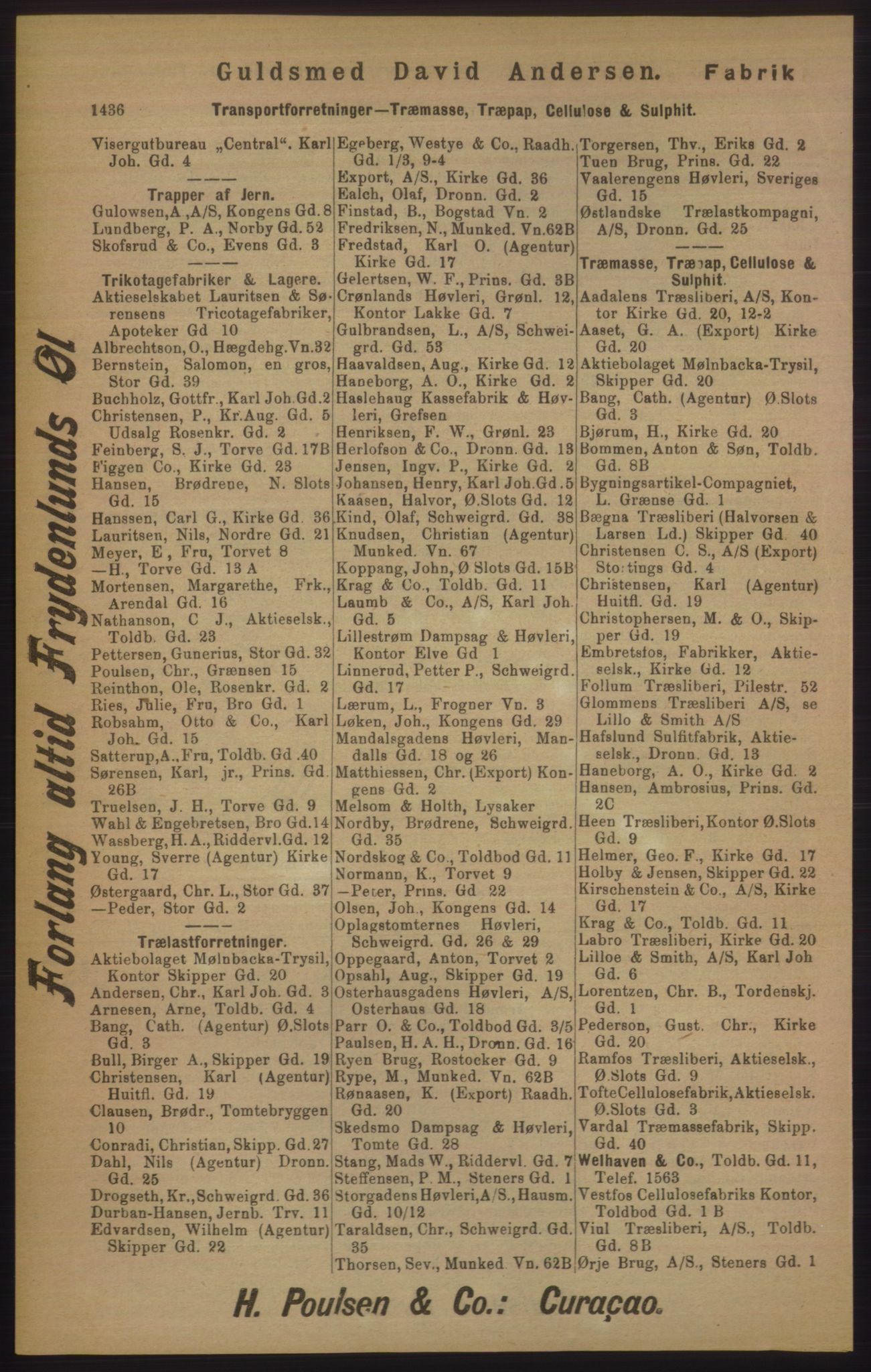 Kristiania/Oslo adressebok, PUBL/-, 1905, p. 1436