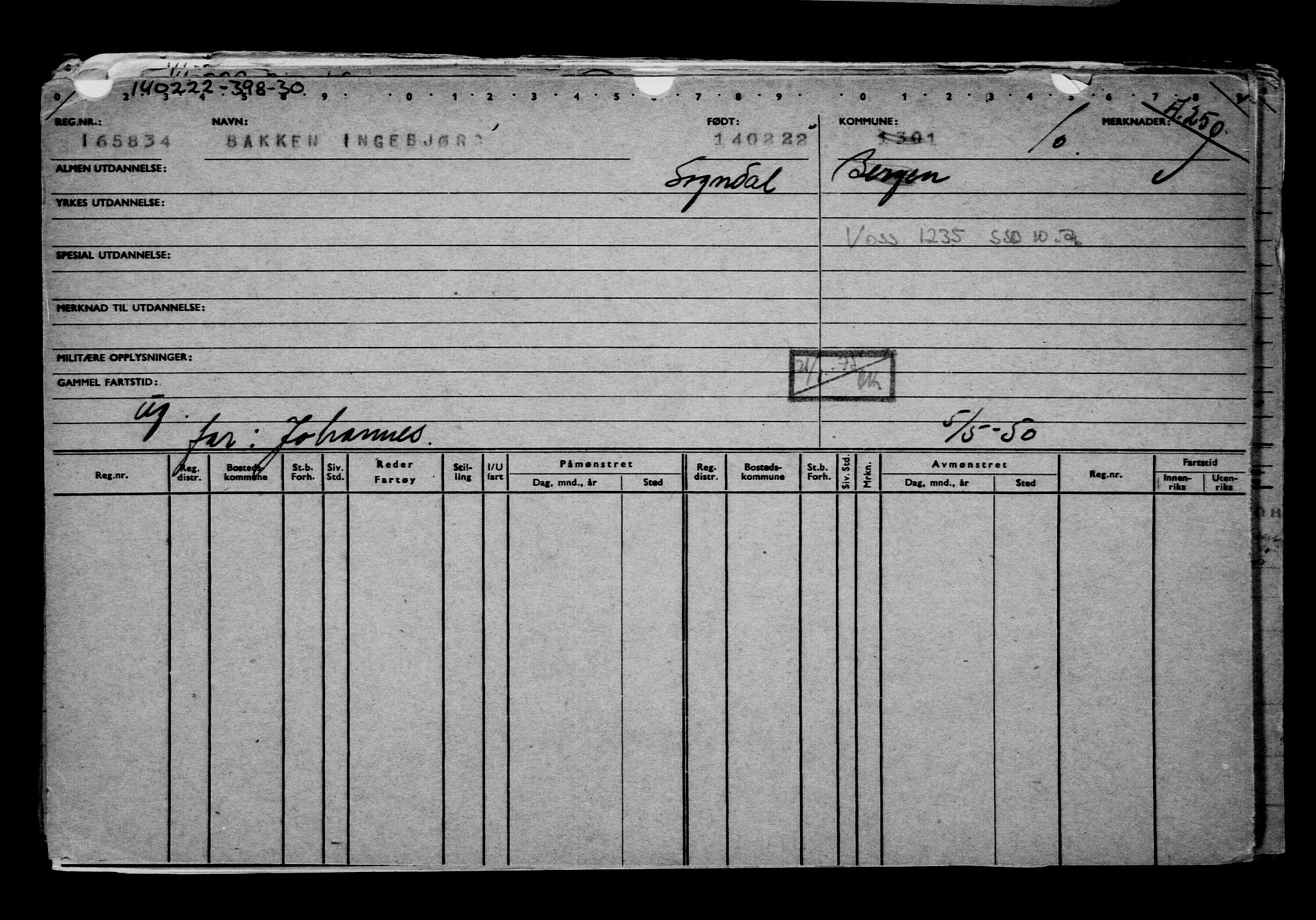 Direktoratet for sjømenn, AV/RA-S-3545/G/Gb/L0203: Hovedkort, 1922, p. 61