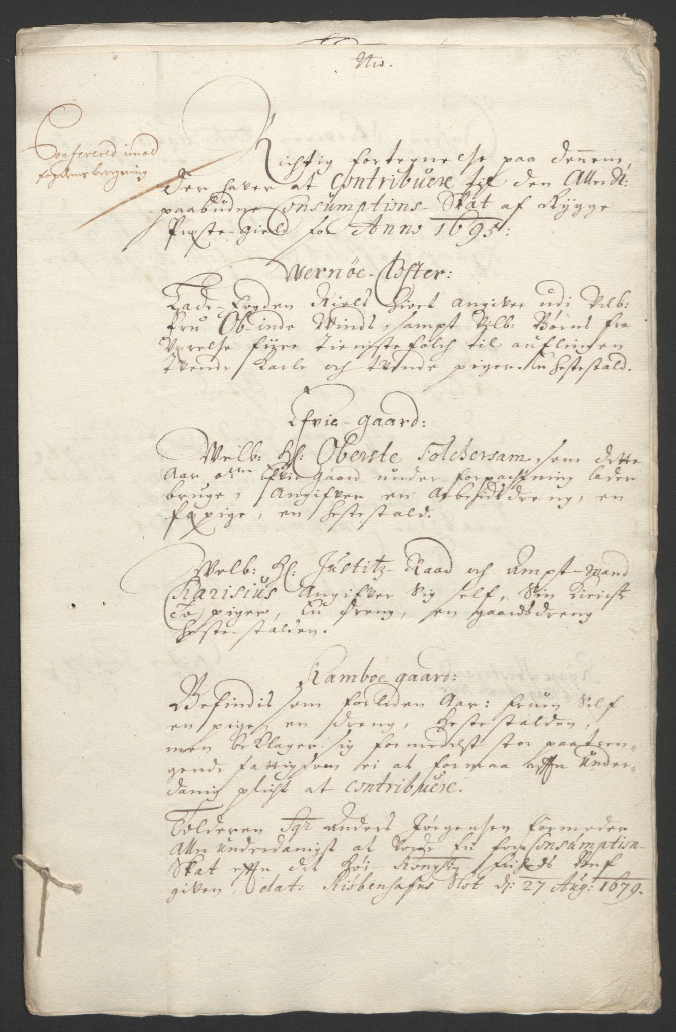 Rentekammeret inntil 1814, Reviderte regnskaper, Fogderegnskap, AV/RA-EA-4092/R04/L0122: Fogderegnskap Moss, Onsøy, Tune, Veme og Åbygge, 1695, p. 293