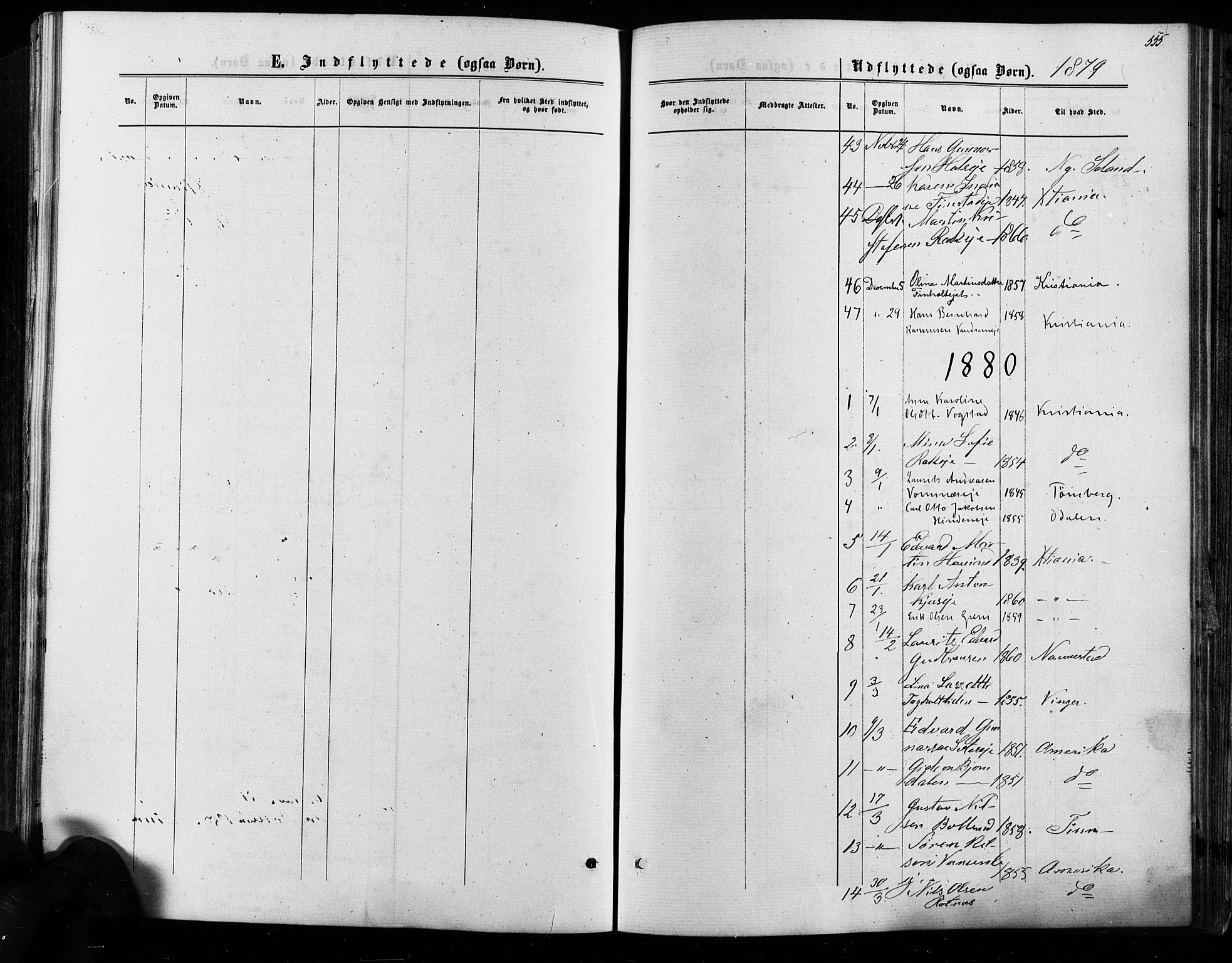 Nes prestekontor Kirkebøker, AV/SAO-A-10410/F/Fa/L0009: Parish register (official) no. I 9, 1875-1882, p. 555