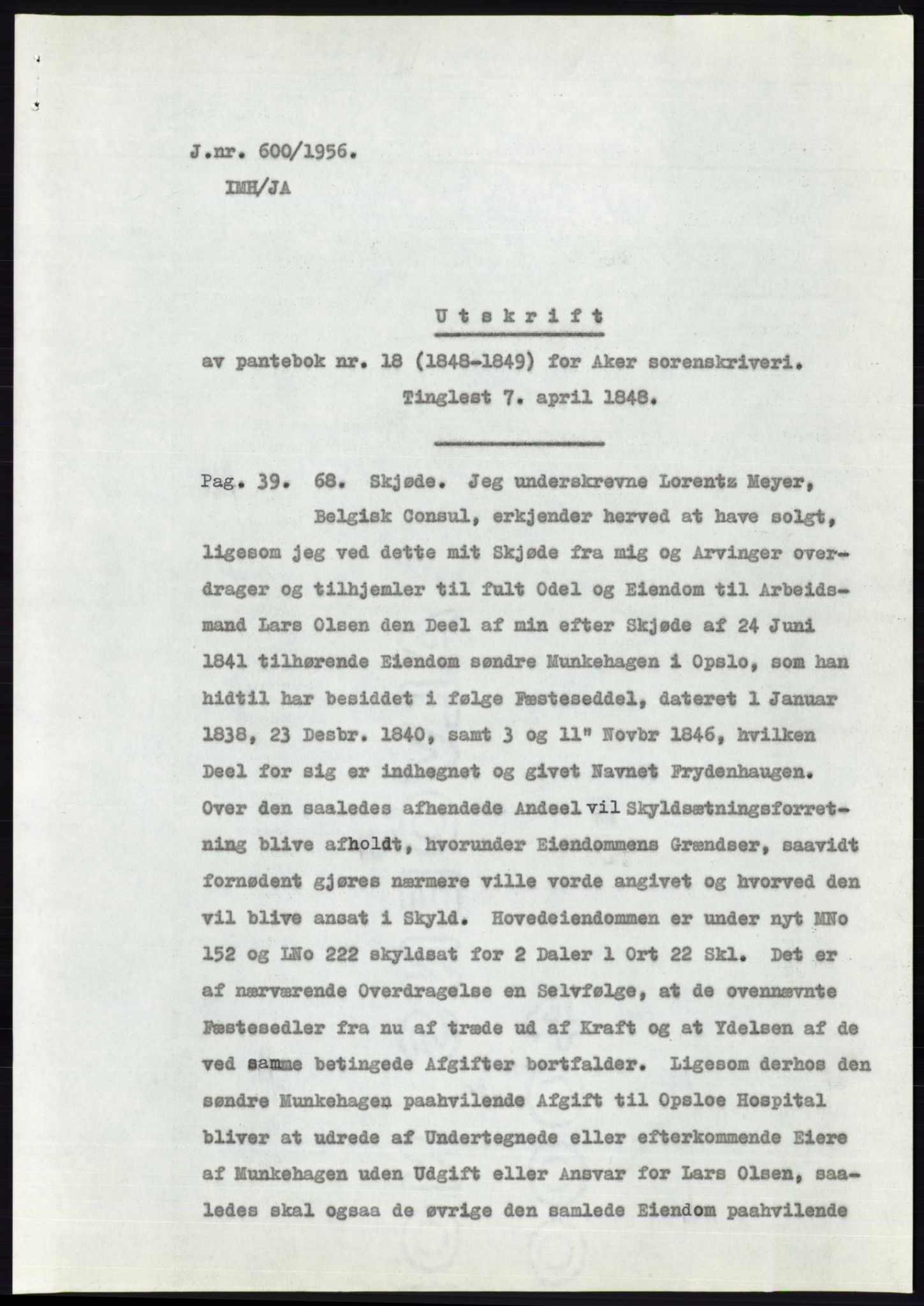 Statsarkivet i Oslo, SAO/A-10621/Z/Zd/L0004: Avskrifter, j.nr 1-797/1956, 1956, p. 375