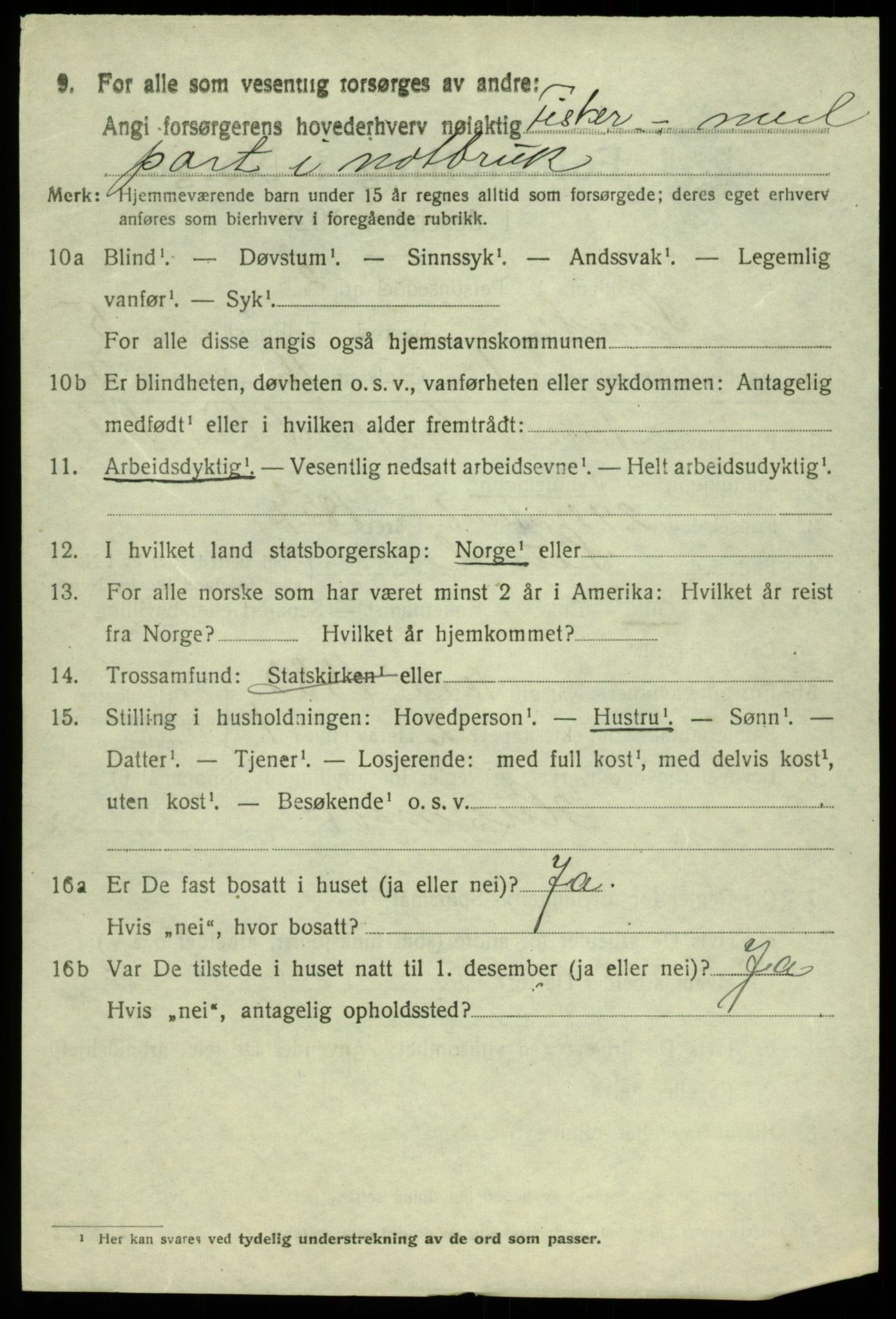 SAB, 1920 census for Sund, 1920, p. 3096