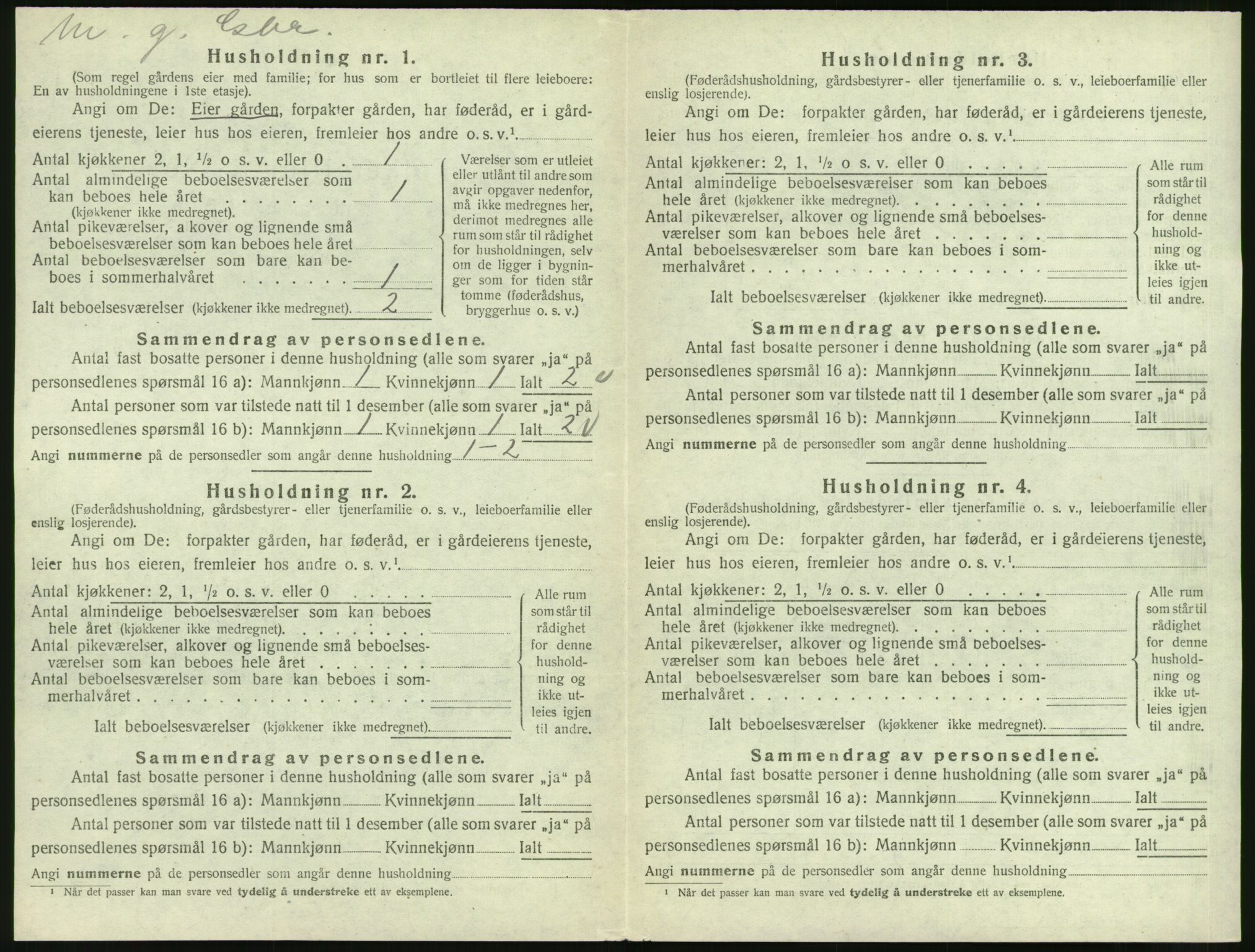 SAT, 1920 census for Veøy, 1920, p. 136