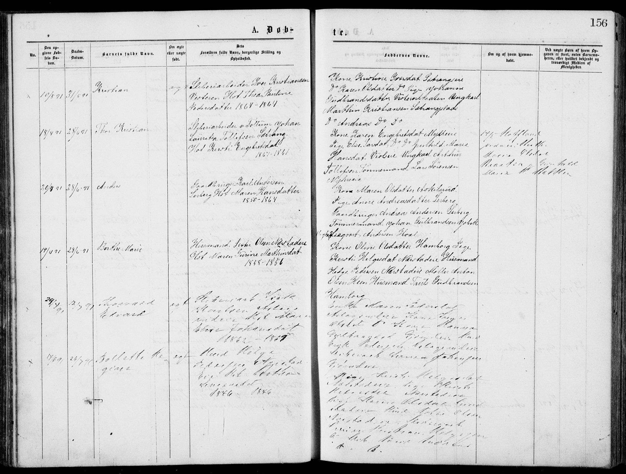 Norderhov kirkebøker, AV/SAKO-A-237/G/Gb/L0001: Parish register (copy) no. II 1, 1876-1899, p. 156