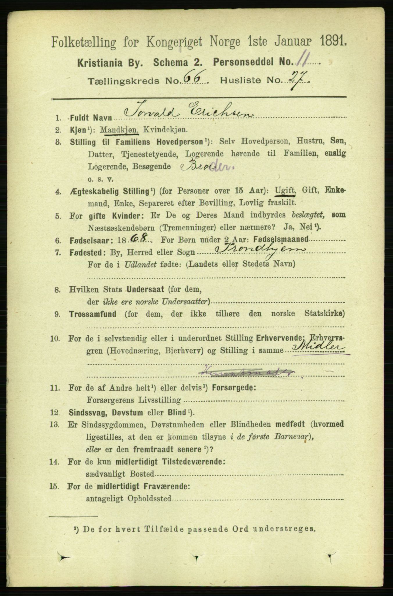 RA, 1891 census for 0301 Kristiania, 1891, p. 36151