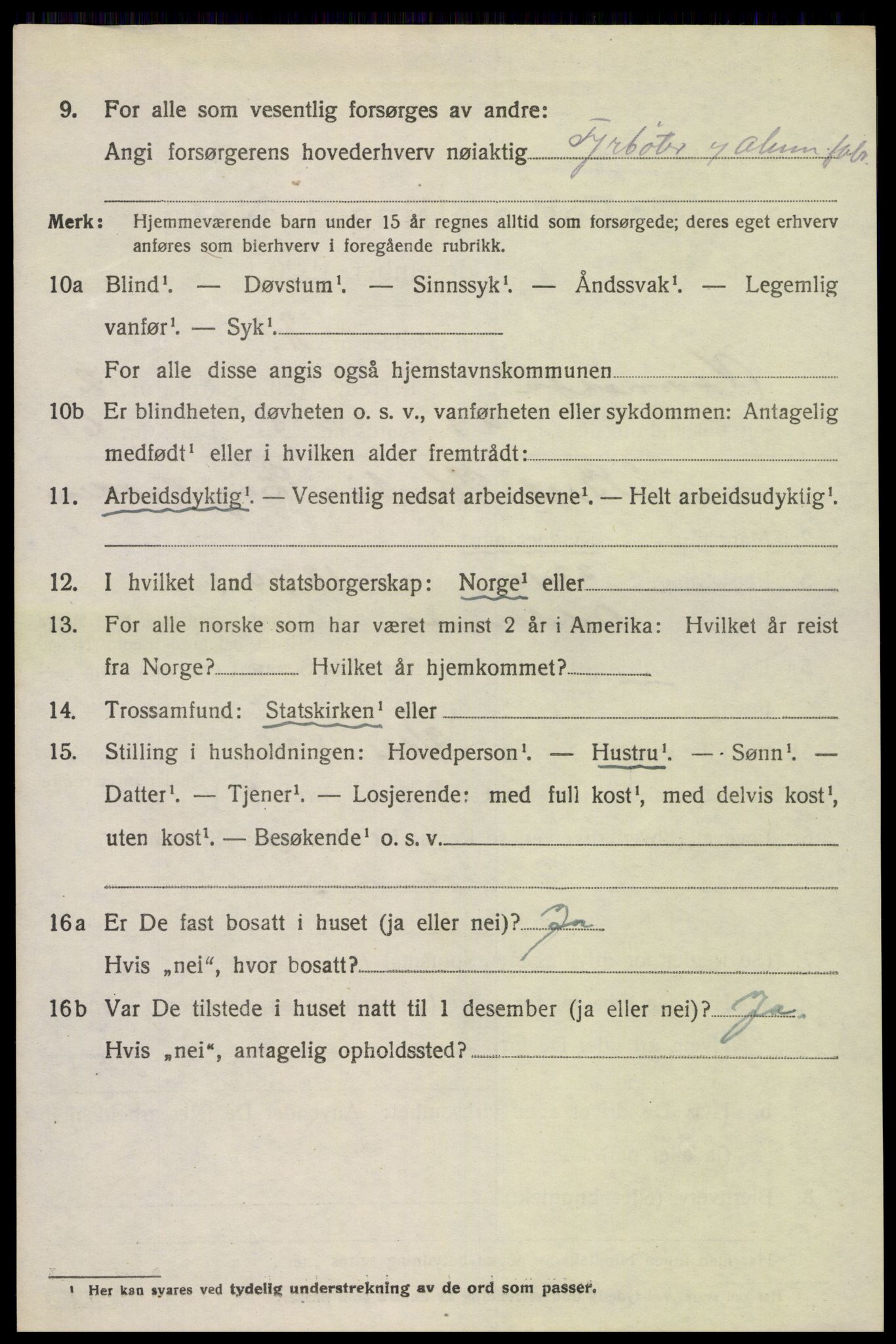 SAK, 1920 census for Vennesla, 1920, p. 1821