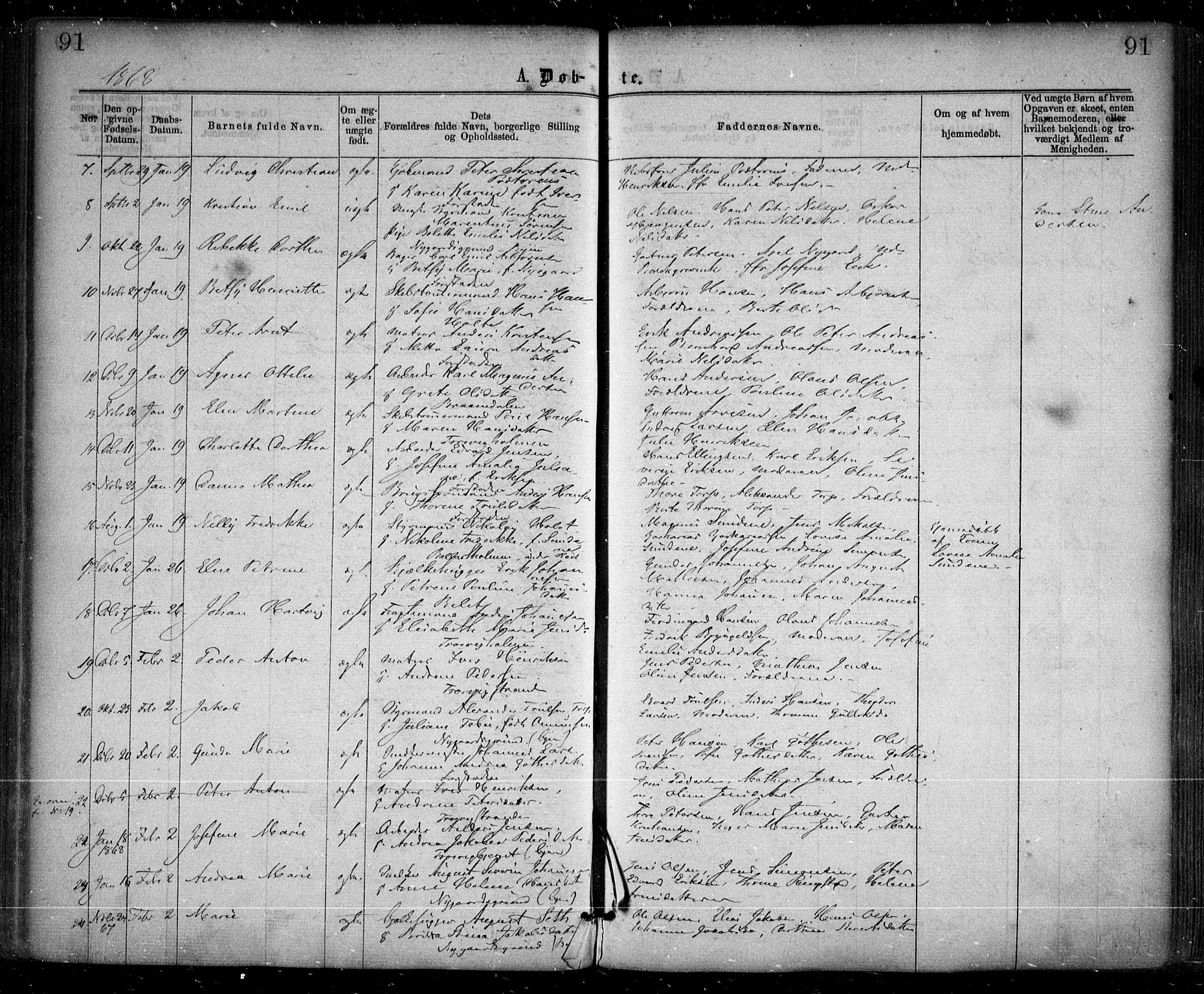 Glemmen prestekontor Kirkebøker, SAO/A-10908/F/Fa/L0008: Parish register (official) no. 8, 1862-1871, p. 91