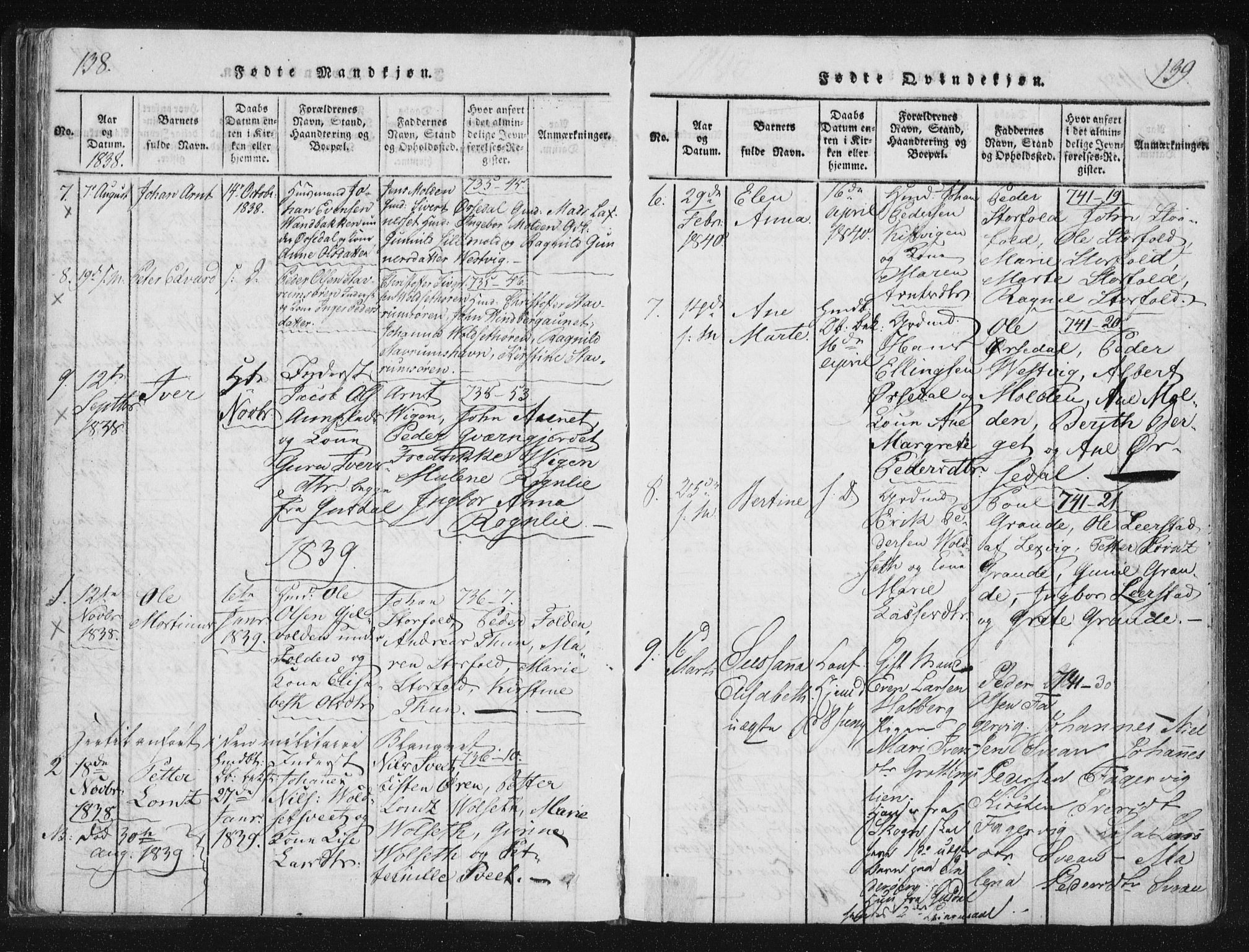 Ministerialprotokoller, klokkerbøker og fødselsregistre - Nord-Trøndelag, SAT/A-1458/744/L0417: Parish register (official) no. 744A01, 1817-1842, p. 138-139