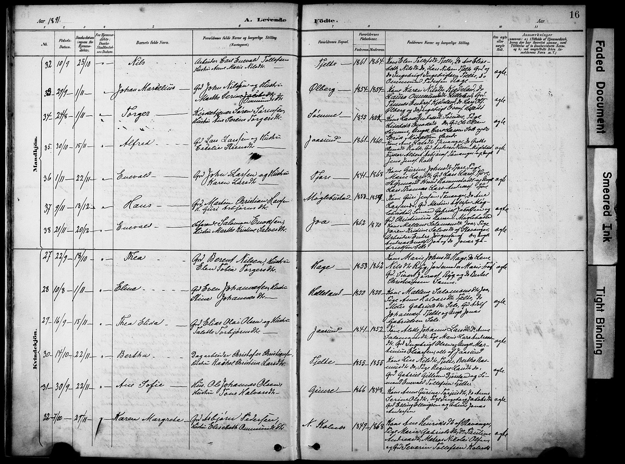 Håland sokneprestkontor, AV/SAST-A-101802/001/30BA/L0012: Parish register (official) no. A 11, 1889-1900, p. 16