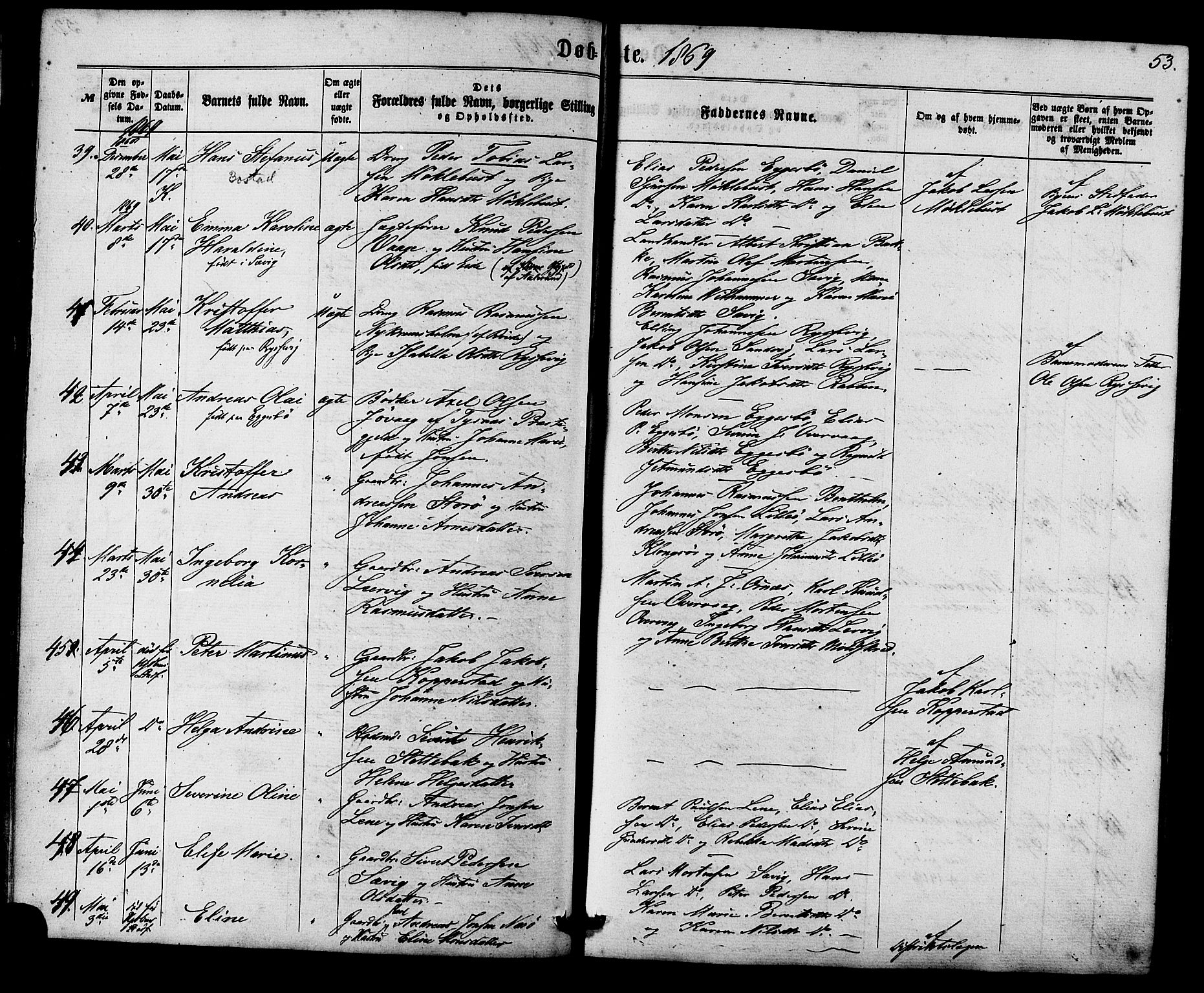 Ministerialprotokoller, klokkerbøker og fødselsregistre - Møre og Romsdal, AV/SAT-A-1454/507/L0071: Parish register (official) no. 507A06, 1863-1878, p. 53