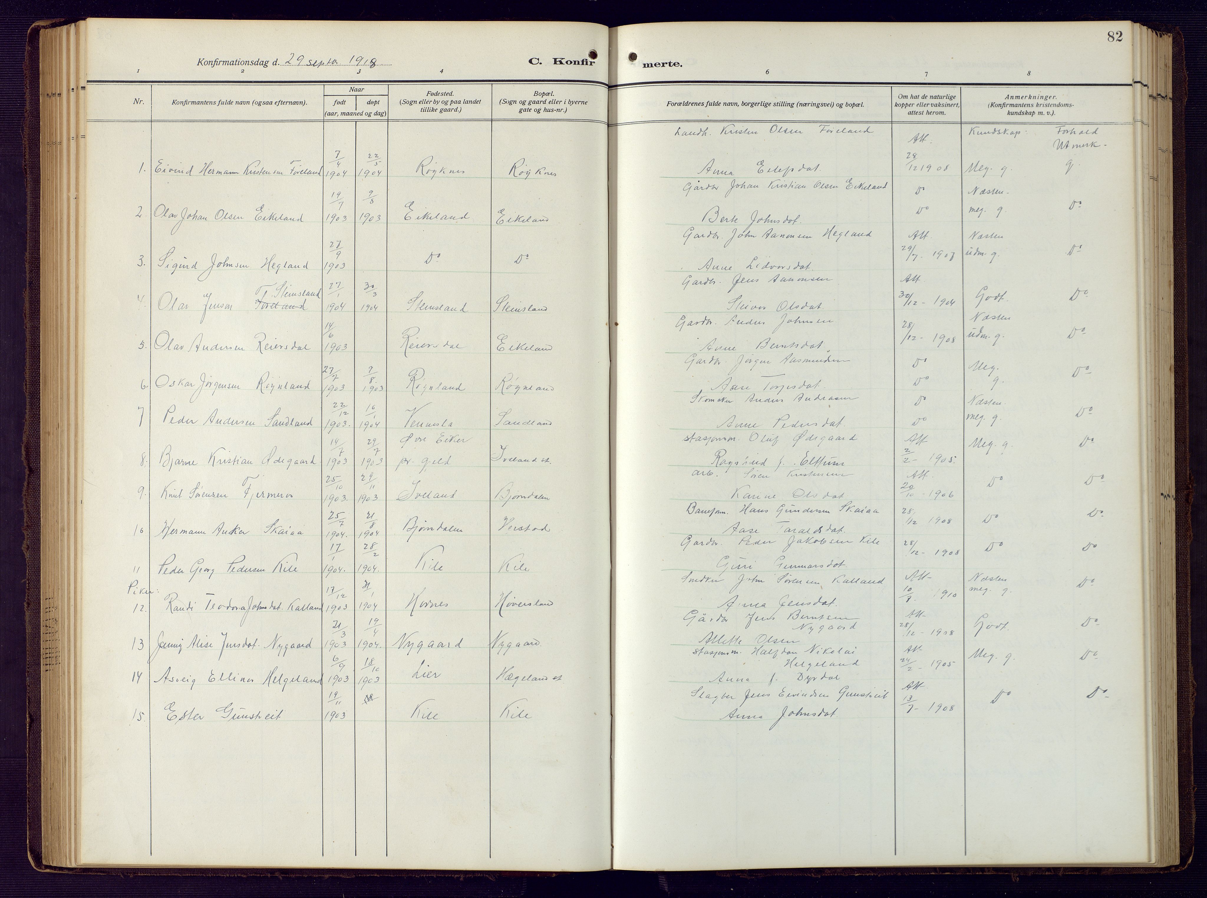 Vennesla sokneprestkontor, SAK/1111-0045/Fb/Fba/L0004: Parish register (copy) no. B 4, 1917-1948, p. 82