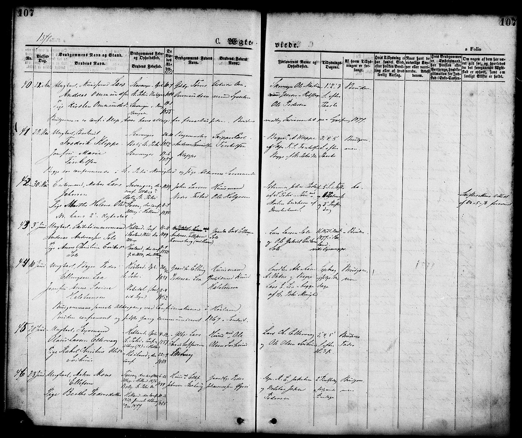 St. Petri sokneprestkontor, AV/SAST-A-101813/001/30/30BA/L0010: Parish register (official) no. A 10, 1869-1878, p. 107