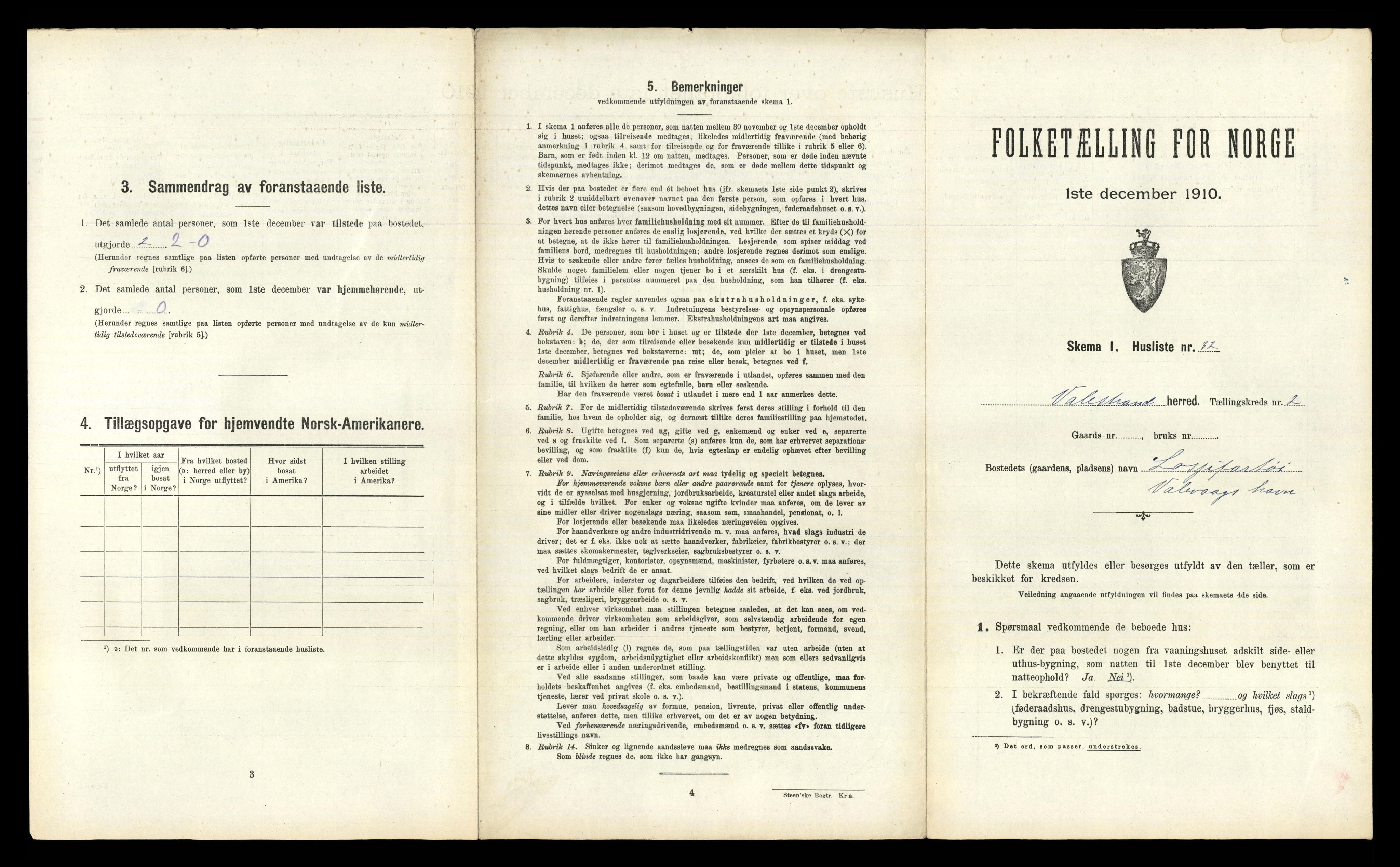 RA, 1910 census for Valestrand, 1910, p. 148