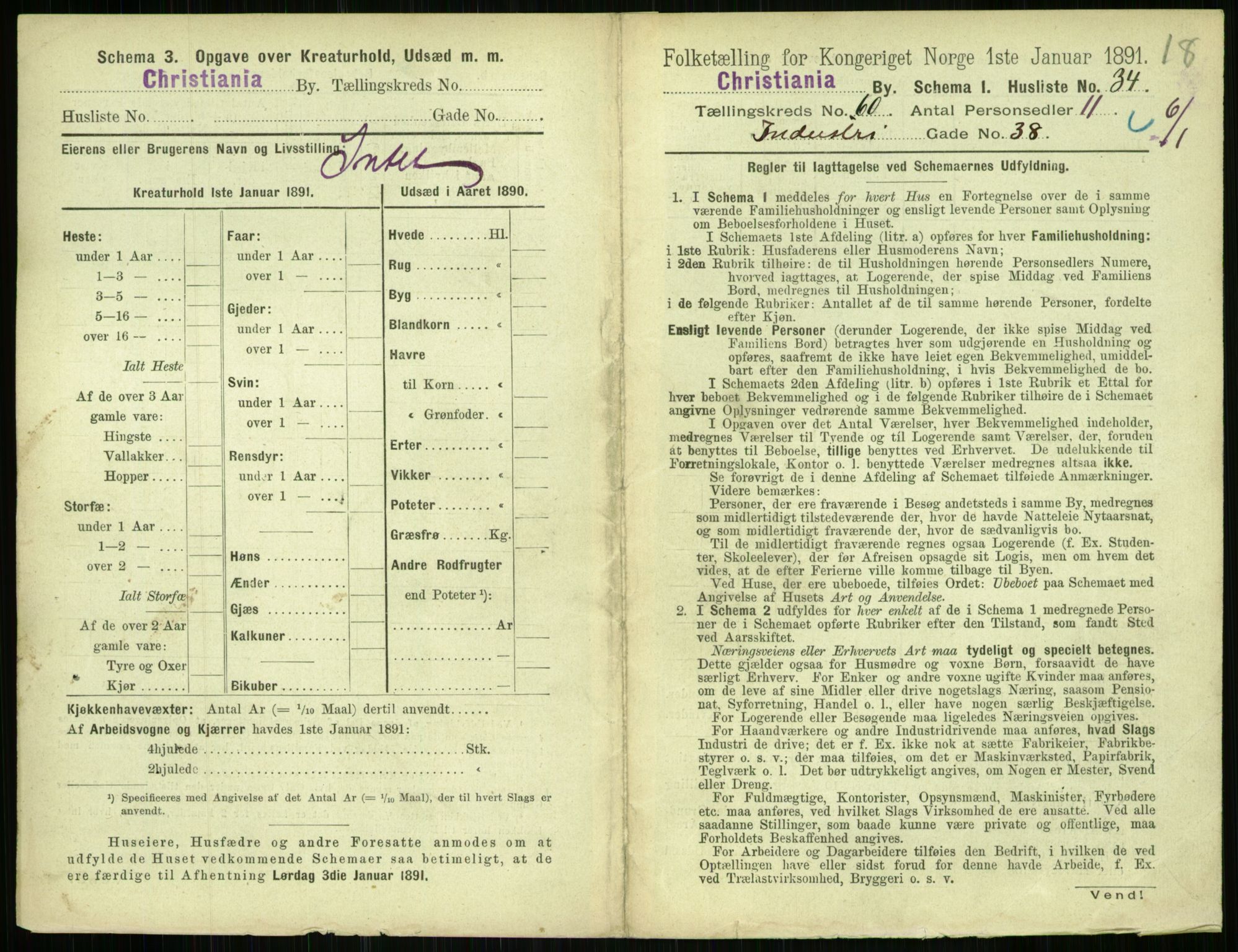 RA, 1891 census for 0301 Kristiania, 1891, p. 31905