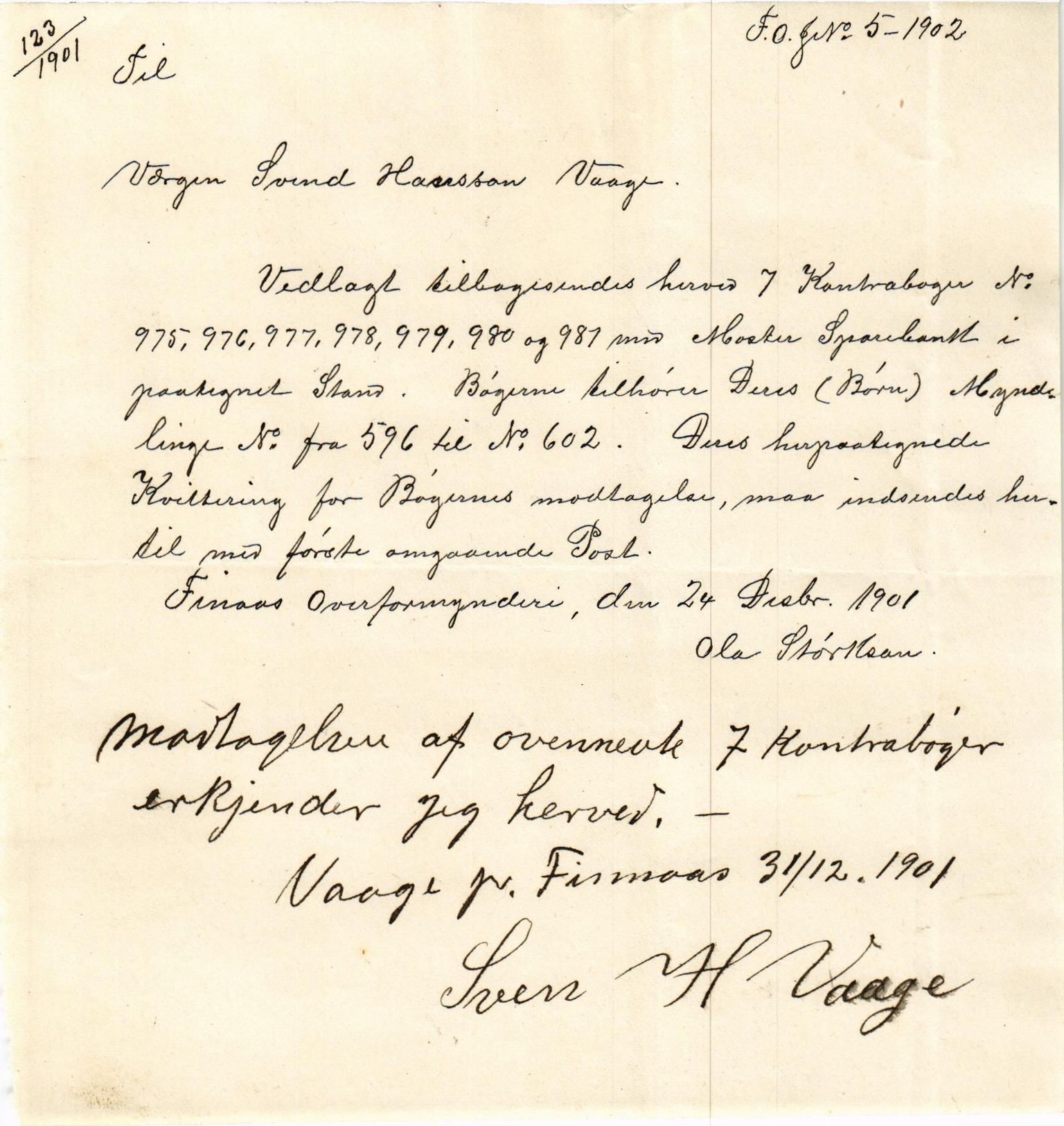 Finnaas kommune. Overformynderiet, IKAH/1218a-812/D/Da/Daa/L0002/0002: Kronologisk ordna korrespondanse / Kronologisk ordna korrespondanse, 1901-1904, p. 50