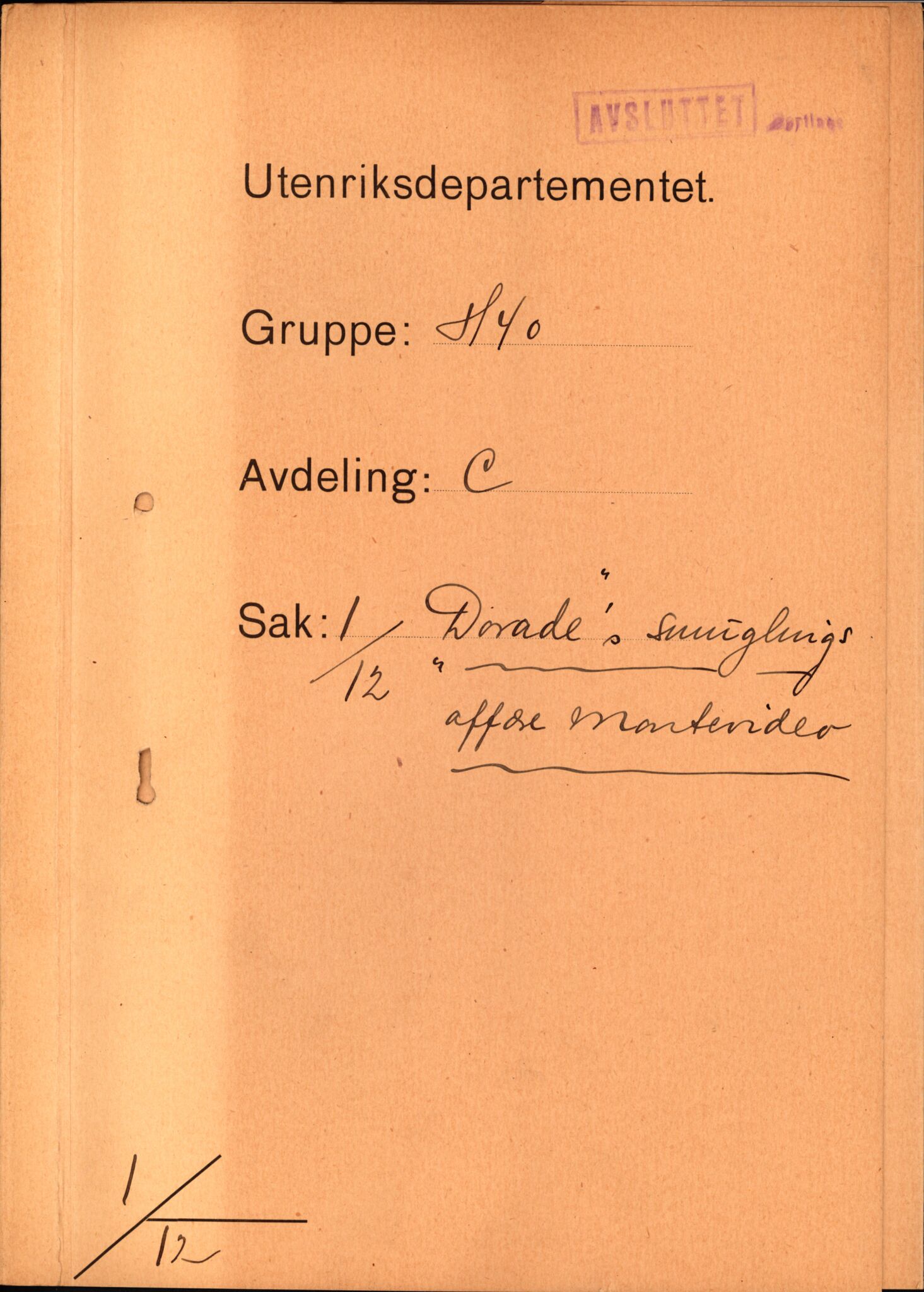 Utenriksdepartementet, AV/RA-S-2259, 1912-1915, p. 1