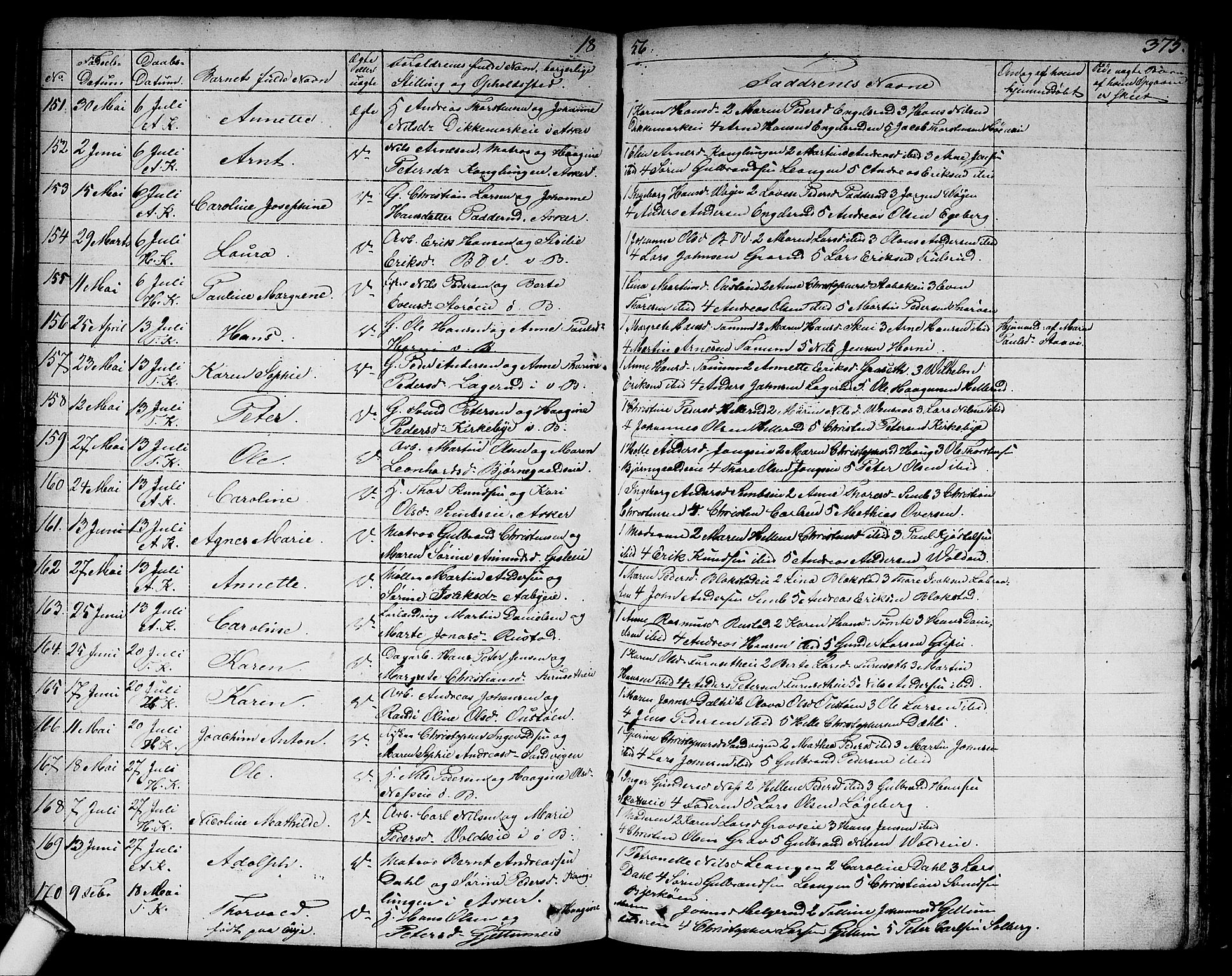 Asker prestekontor Kirkebøker, AV/SAO-A-10256a/F/Fa/L0007: Parish register (official) no. I 7, 1825-1864, p. 375