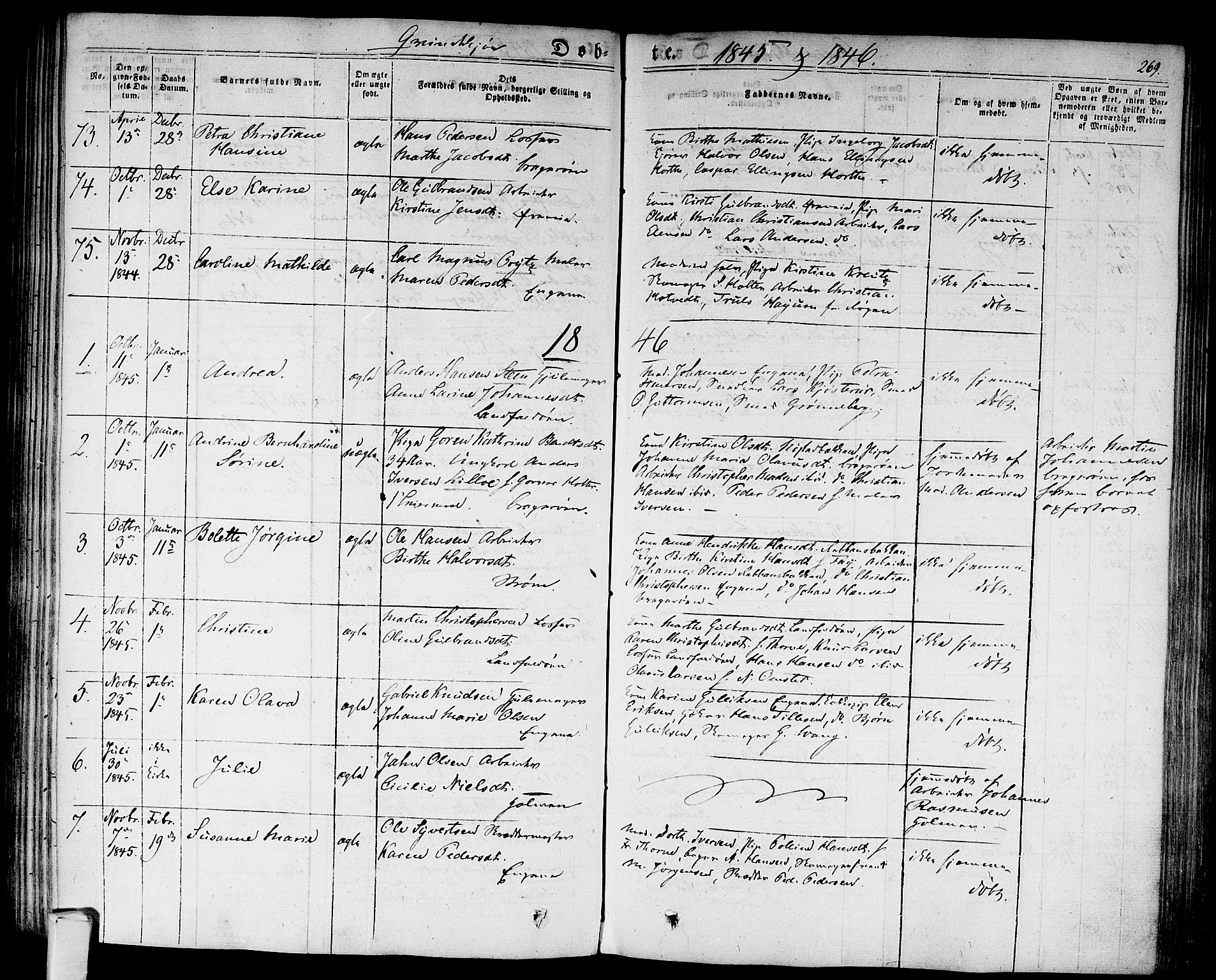 Bragernes kirkebøker, SAKO/A-6/F/Fb/L0001: Parish register (official) no. II 1, 1830-1847, p. 269